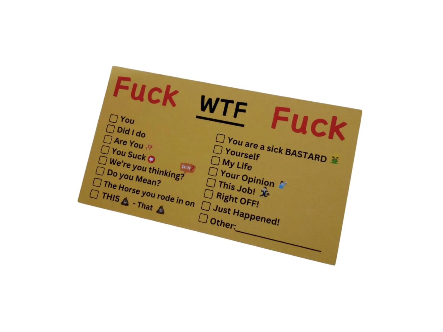 Hey WTF! What the Fuck Pack of 25 Gag Cards with Offensive Shaming Adult Humor Hilarious Prank White Elephant Gift for Adults (Standard, 25, Pack)