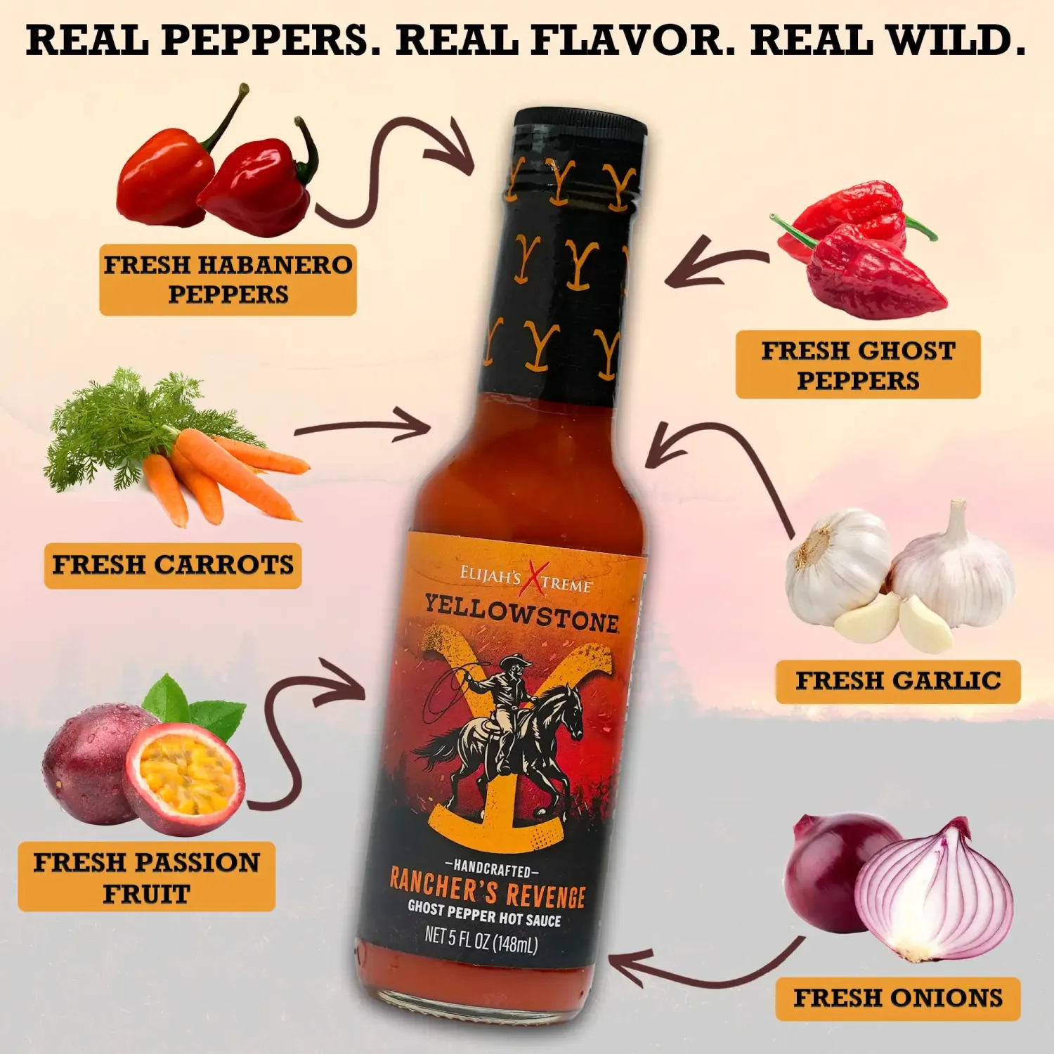 Elijah's Xtreme Exclusive Yellowstone Hot Sauce Ranchers Revenge Ghost Pepper Sauce (Ghost Pepper)