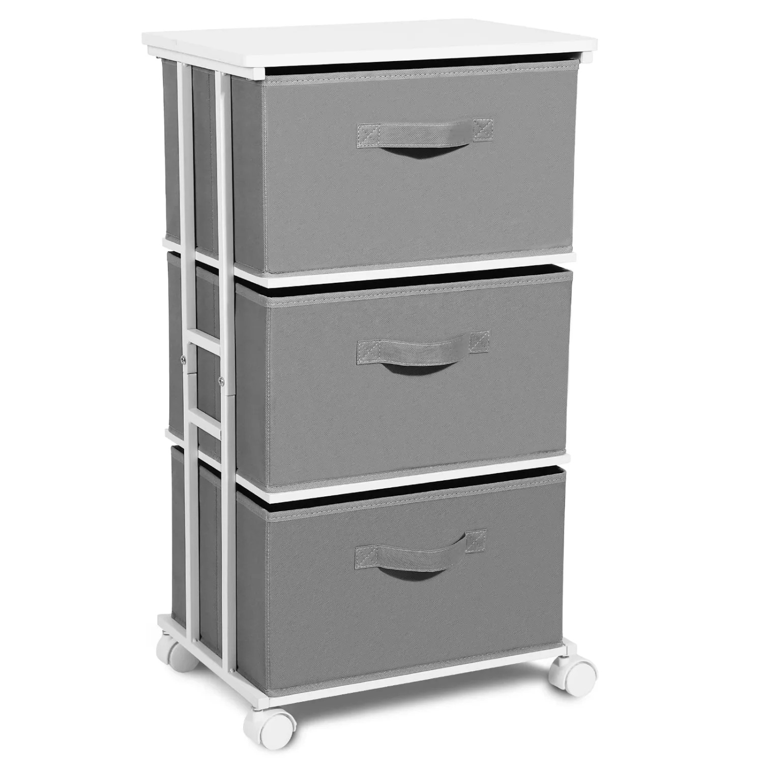 MAX Houser Dresser Tower with 3 Drawers,Fabric Dresser Drawer Organizer Unit,Dresser Chest with Wood Top,Vertical Storage Dresser,Small Dresser for Bedroom,Office-Dark Grey