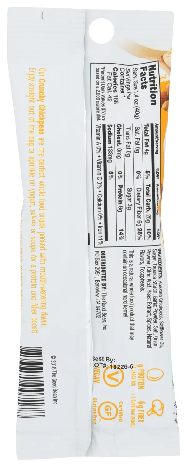The Good Bean, Chickpea Snacks Grab & Go Classic Hummus Gluten and Nut Free, 1.4 Ounce