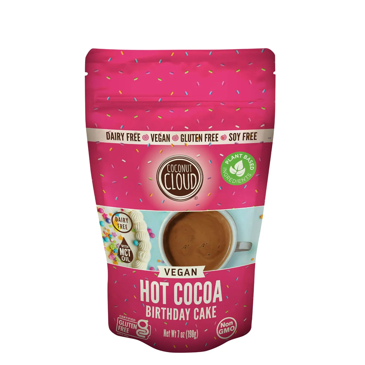 Coconut Cloud: Dairy-Free Instant Hot Cocoa Mix | Vegan, Natural, Delicious, Creamy Chocolate (Made in Colorado from Premium Coconut Milk Powder), Birthday Cake Hot Cocoa, 7 oz