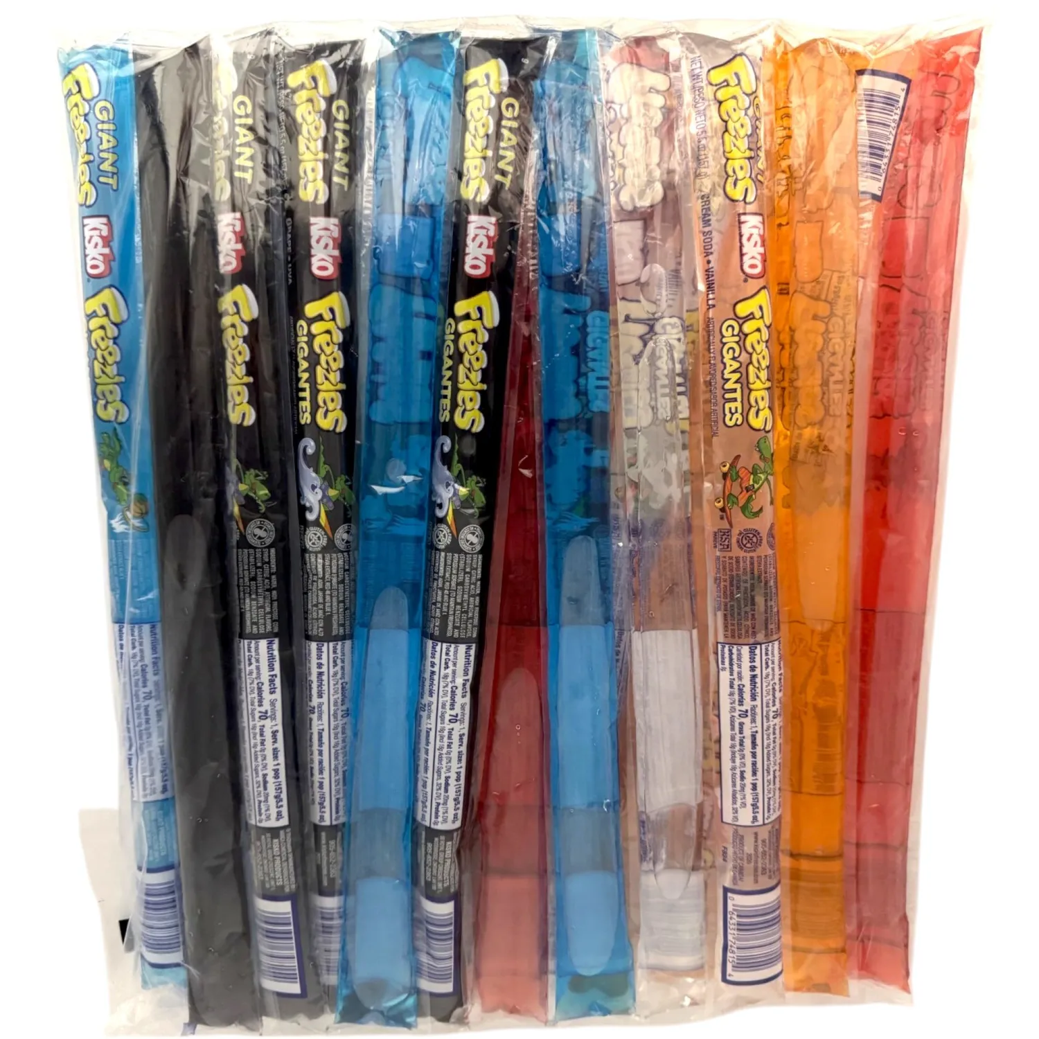 Giant Freezer Ice Pops Variety Pack of 5.5 oz Ice Popsicles-Individually Wrapped Variety Pack 6 Assorted Flavors For The Ultimate Summer Chill 20 cnt