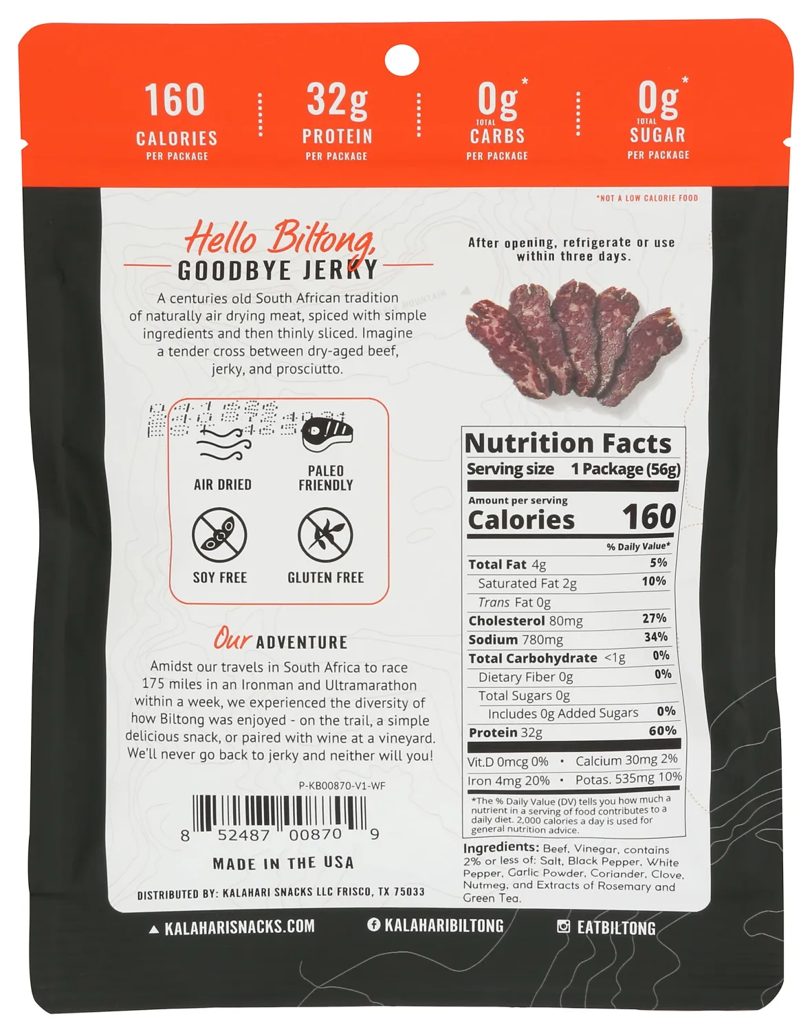KALAHARI Original Kalahari Biltong, 2 OZ