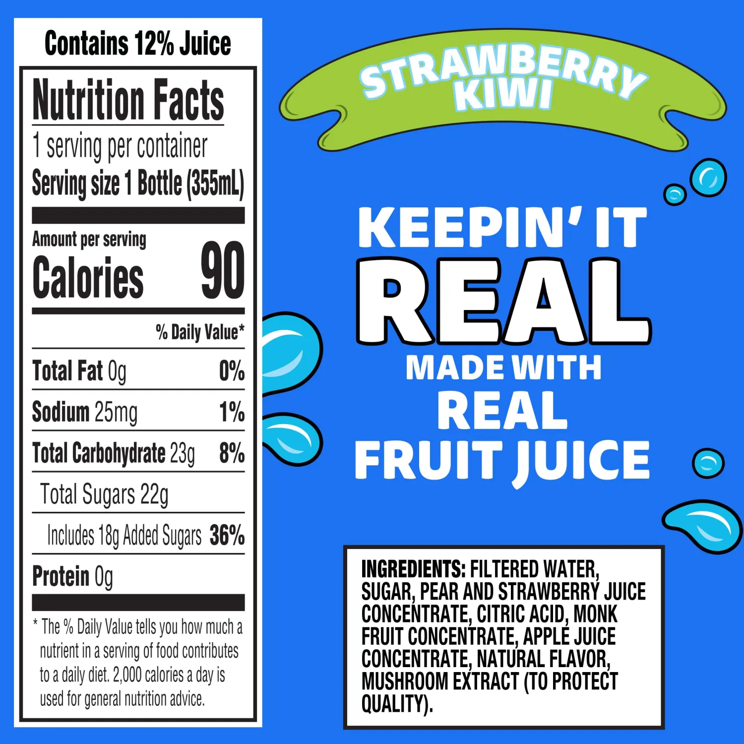 Capri Sun Strawberry Kiwi Flavored Juice Drink Blend from concentrate with other natural flavors, 12 fl oz Bottle (Pack of 5)