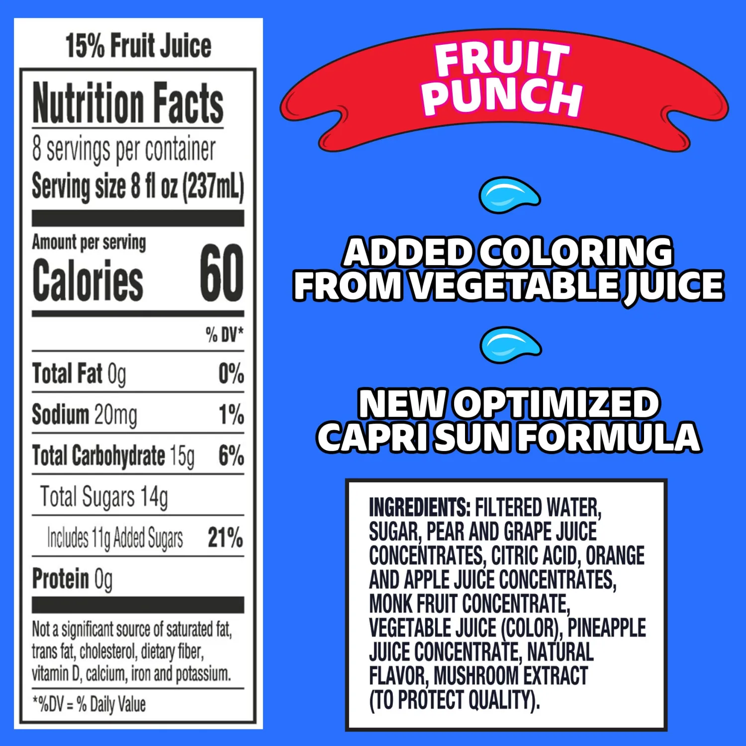 Capri Sun Fruit Punch Flavored Juice Drink Blend, 64 oz Bottle