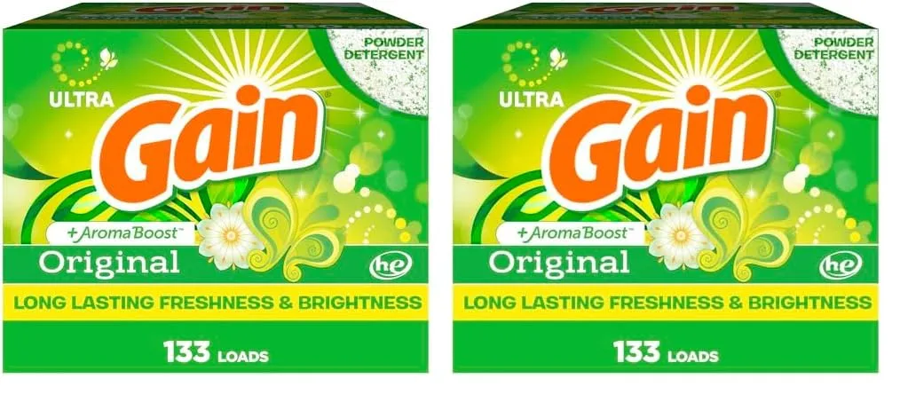 Gain Powder Laundry Detergent, Original Scent, 133 Loads, 123 OZ (Pack of 2)