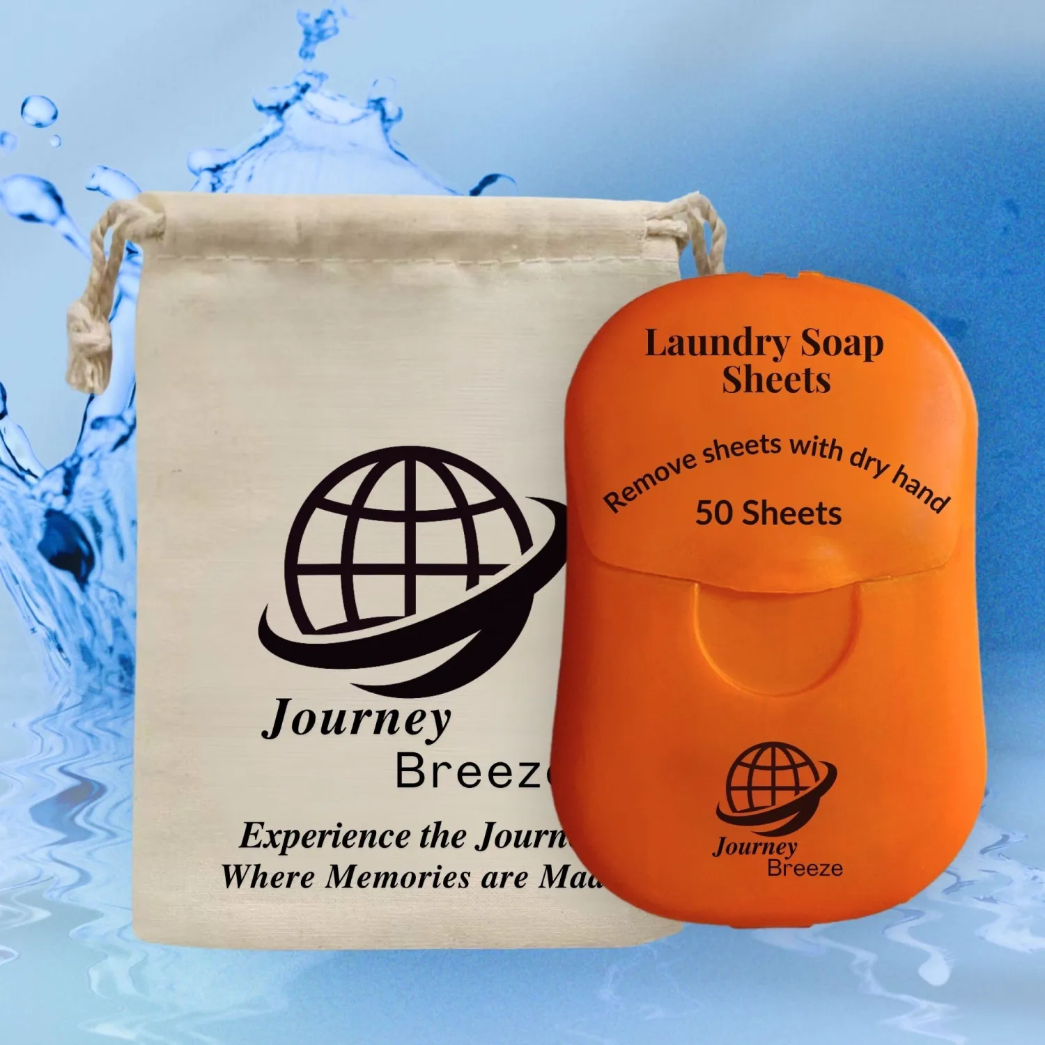 Travel Laundry Detergent Sheets + Canvas Bag, Great for Cruises, Camping, Glamping, Backpacking, Dorms, Hotel and Other Travel