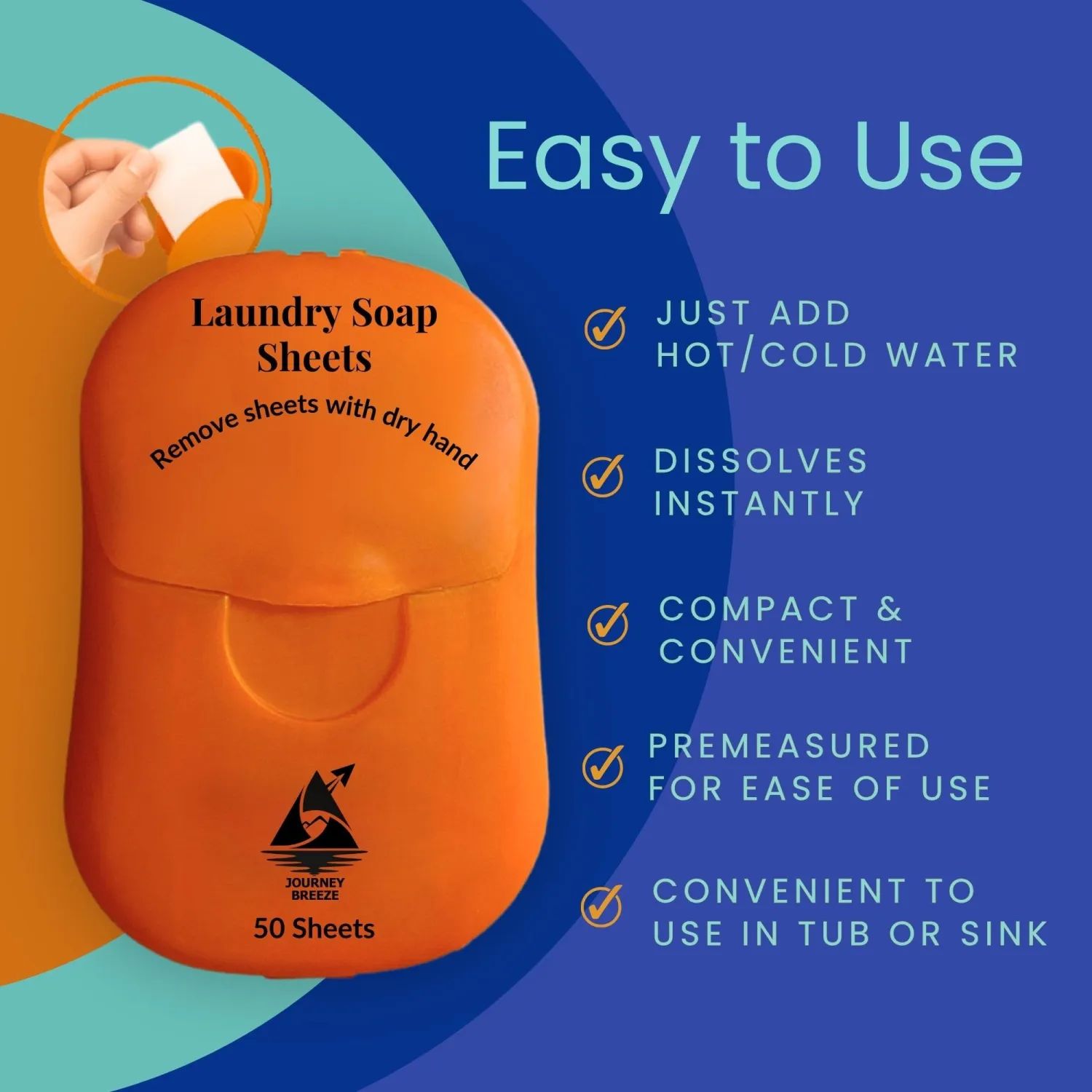 Travel Laundry Detergent Sheets + Sink Stopper - Great for Cruises, Camping, Glamping, Backpacking, Dorms, Hotel and Other Travel