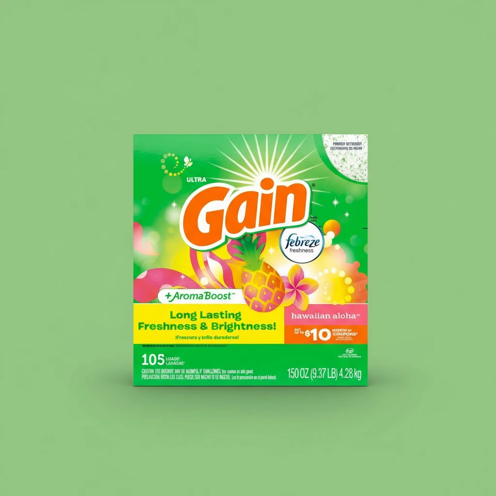 Gain Powder Laundry Detergent for Regular and HE Washers, Hawaiian Aloha Scent, 150 ounces, 105 loads