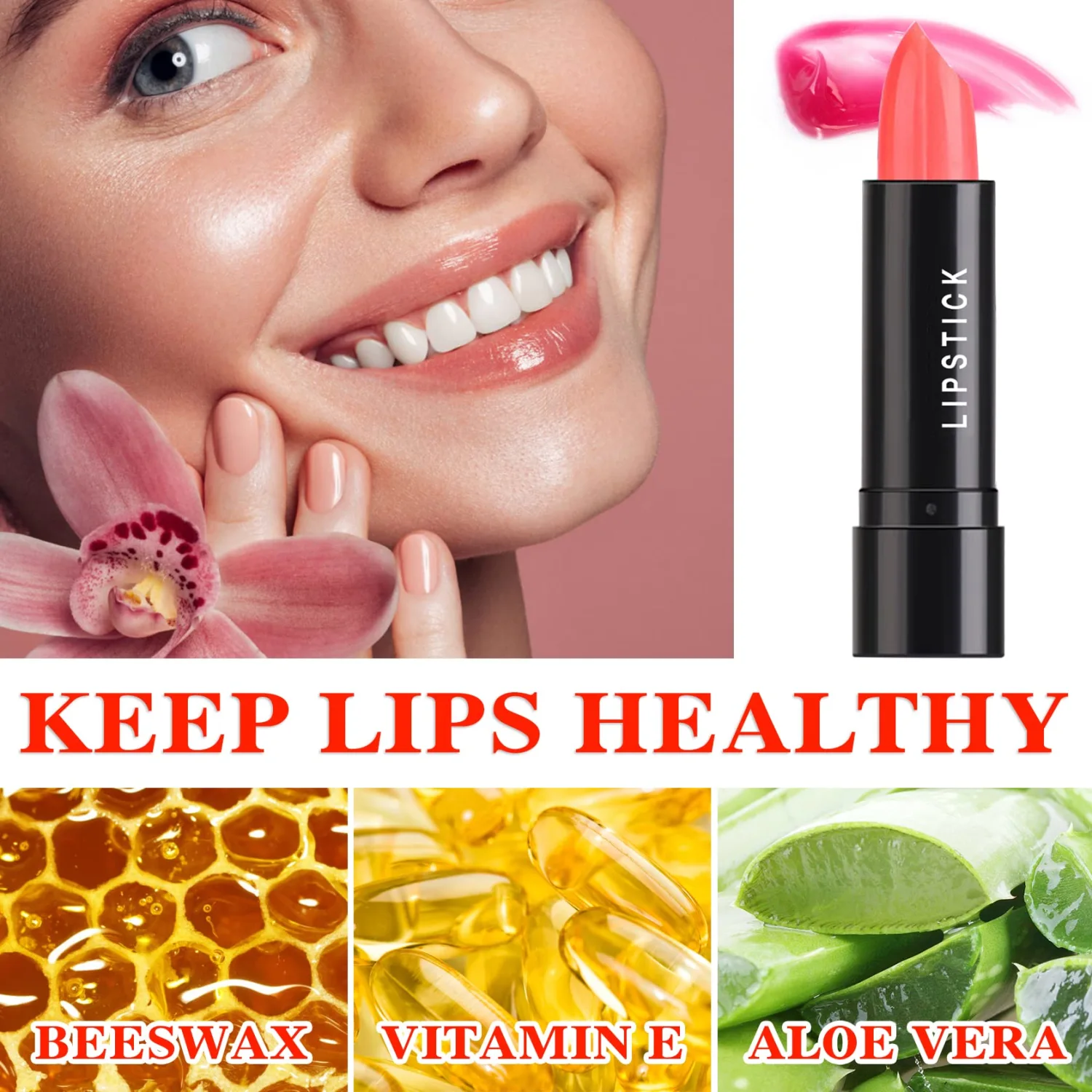4 Pcs Color Changing Change Lipstick,Magic Lipstick Jelly Lip Balm,Moisturizer Tinted Lip Tint Stain Long Lasting Waterproof Temperature Color Change Lip Gloss