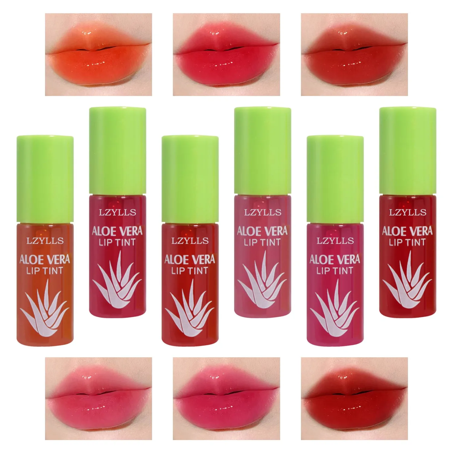 6 Pcs Aloe Vera Color Changing Change Lipstick,Magic Lipstick Jelly Lip Balm,Moisturizer Tinted Lip Tint Stain Long Lasting Waterproof Temperature Color Change Lip Gloss