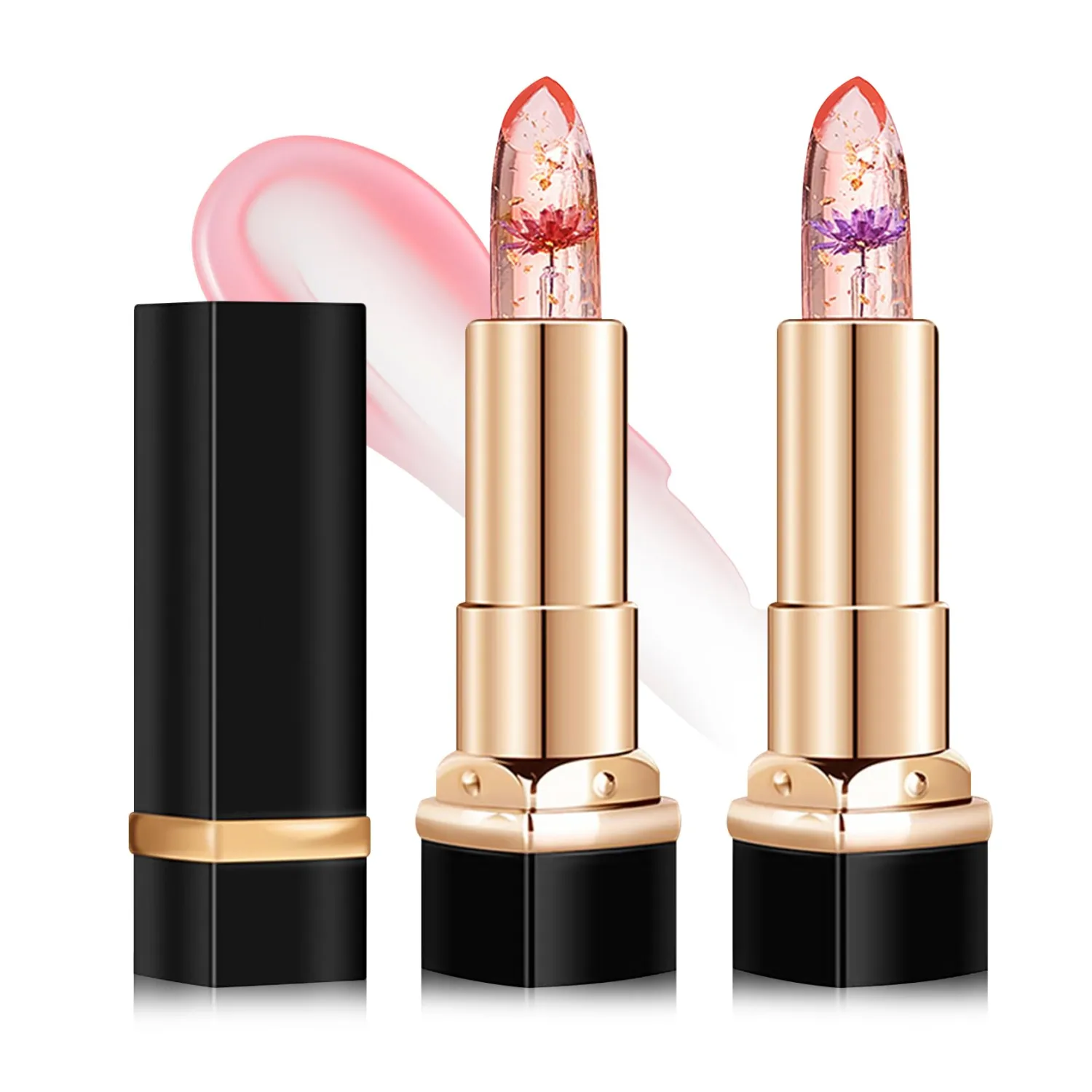 2PCS Crystal Color Changing Lipstick,Nutritious Moisturizing Lip Balm,Magic Temperature Color Change Lip Gloss Lip Stick