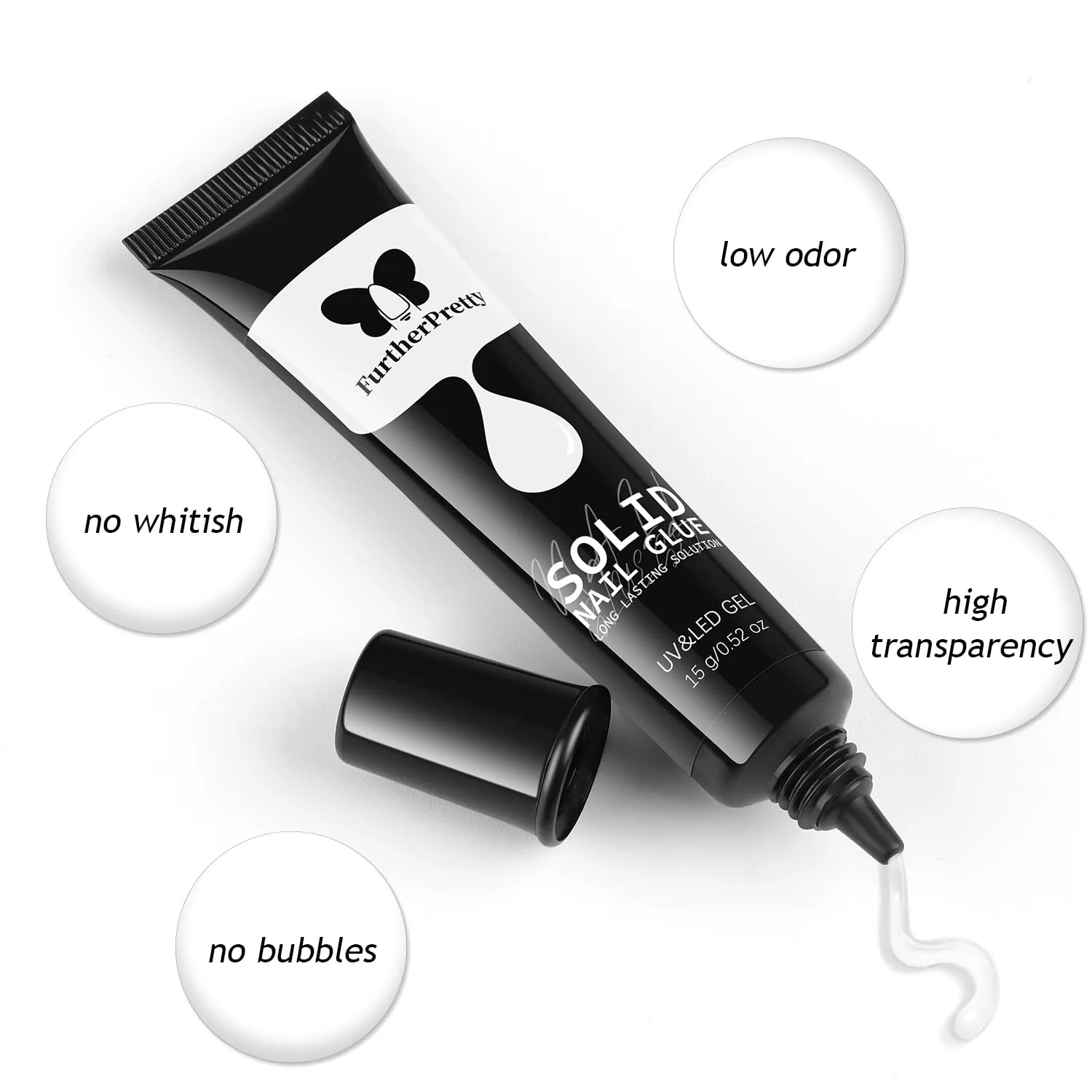 Solid Nail Glue Gel Kit with UV Lamp, 15ml Gel Glue for Nails Super Strong Adhesive for Press On Nails Fake Nail Tips, Professional Salon & Home Manicure Supplies-uñas de Gel para pegar