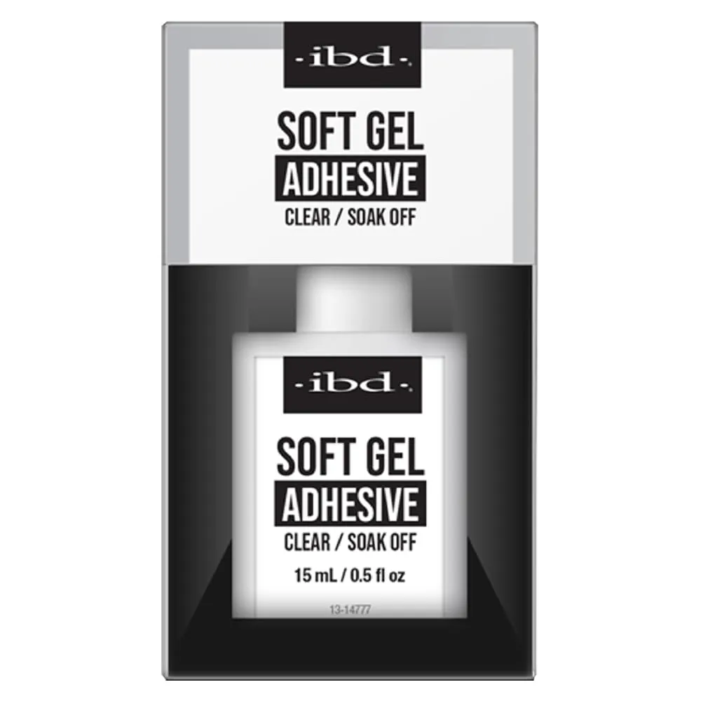 IBD Soft Gel Nail Adhesive - Clear Gel Nail Glue for Fake Nails, Tips, & Acrylic Extensions, Durable, Easy Soak-Off Bond, 0.5 fl oz