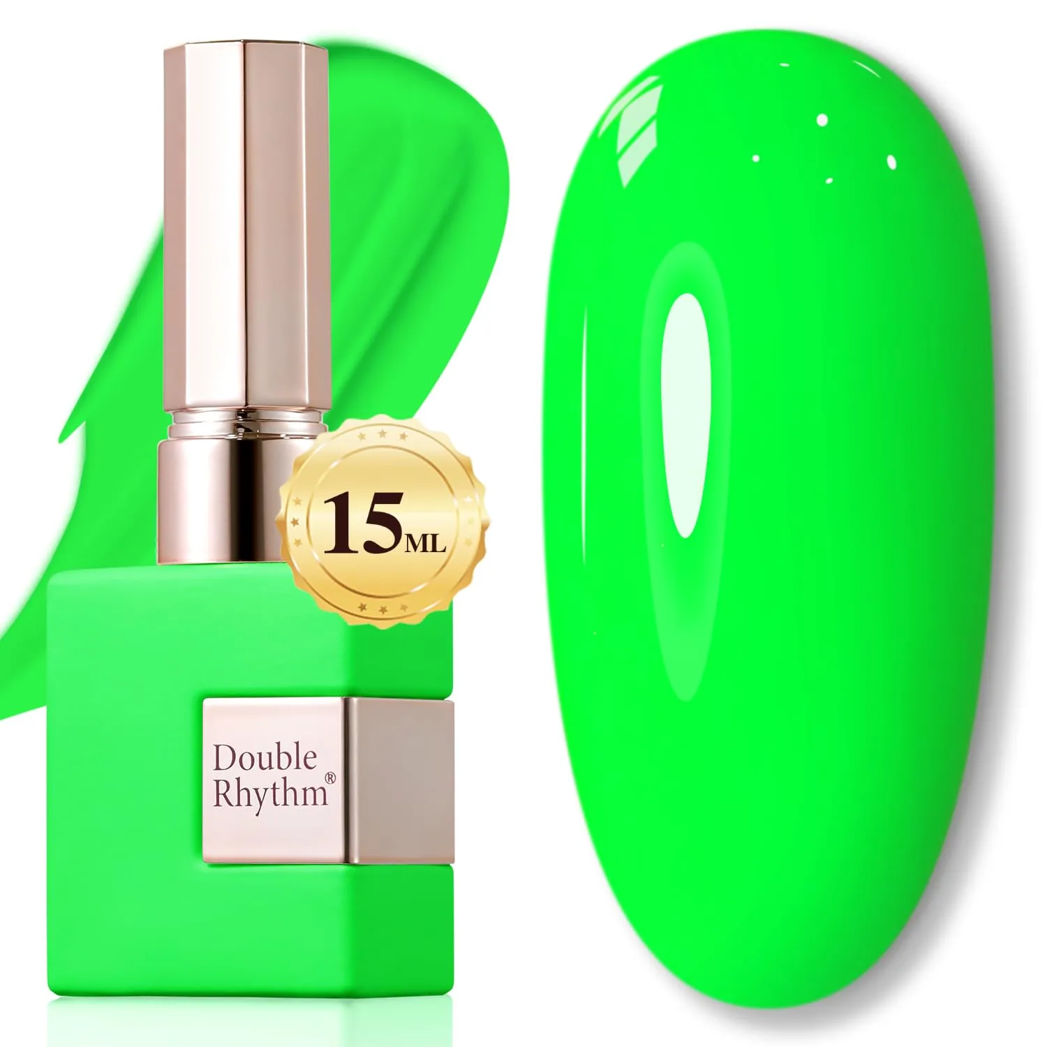 Double Rhythm 15ML Gel Nail Polish Pure Sheer Same Color Same Bottle Soak Off Gel Polish Art Manicure Salon DIY at Home for Women (Bright Green-A1042)