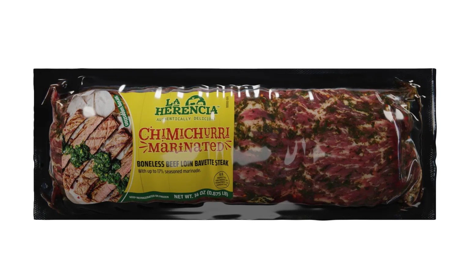 La Herencia, Beef Loin Bavette Steak, Chimichurri, 14 oz