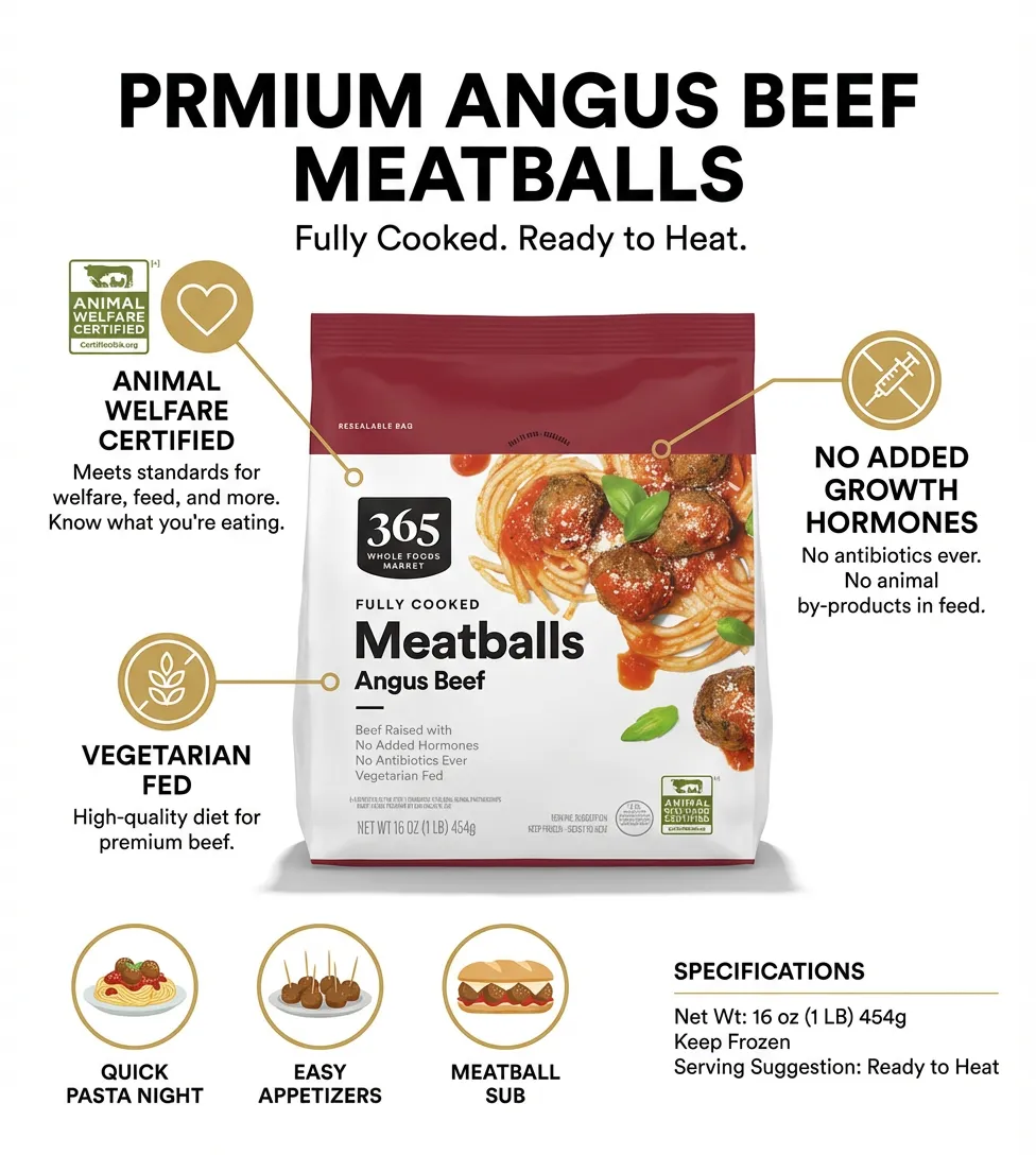 365 by Whole Foods Market, Beef Meatballs, Angus Frozen, 16 Ounce
