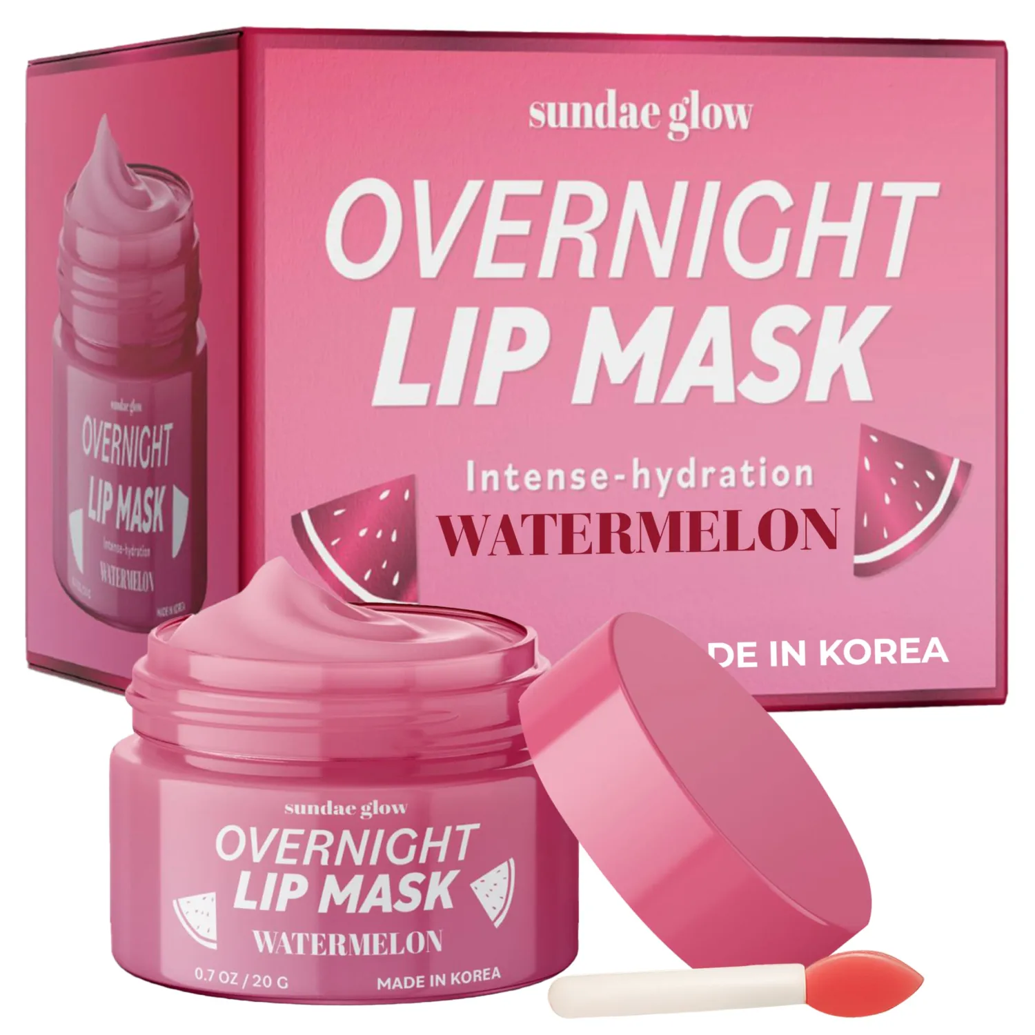 Watermelon Lip Mask - Dermatologist Tested, Anti-Aging, Korean Skin Care, Deep Hydration, Overnight Lip Repair - Vegan, Clean Beauty, 95% Natural, Cruelty-Free - 1 Pack
