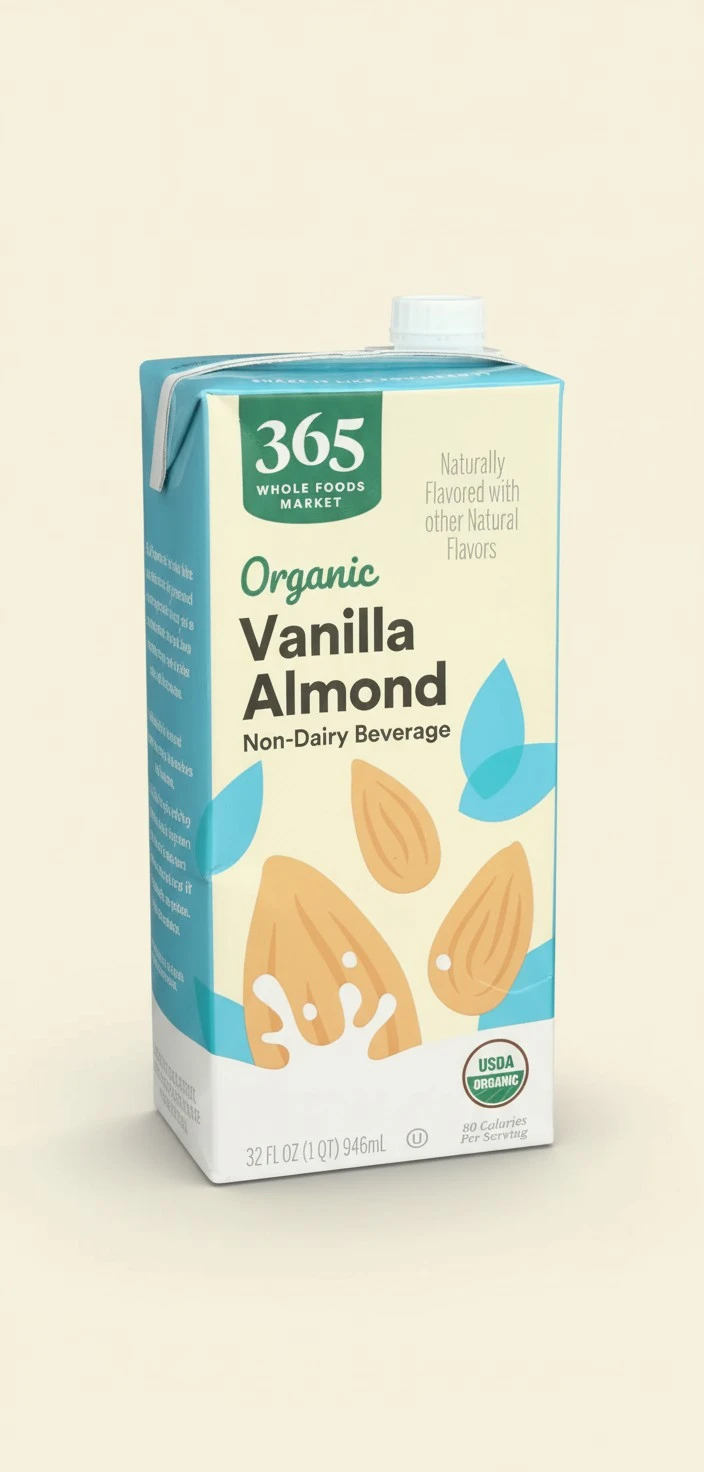 365 by Whole Foods Market, Organic Vanilla Almond Milk, Vegan, Low-Fat, 32 Fl Oz