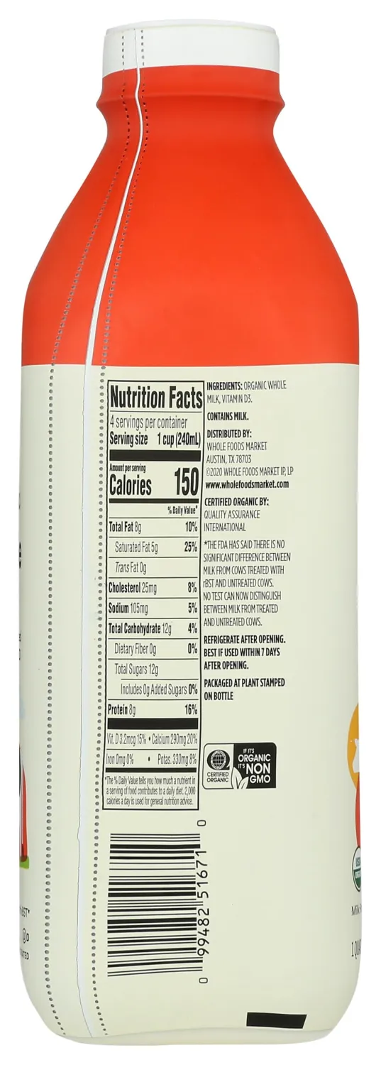 365 by Whole Foods Market Organic Whole Milk, 32 OZ
