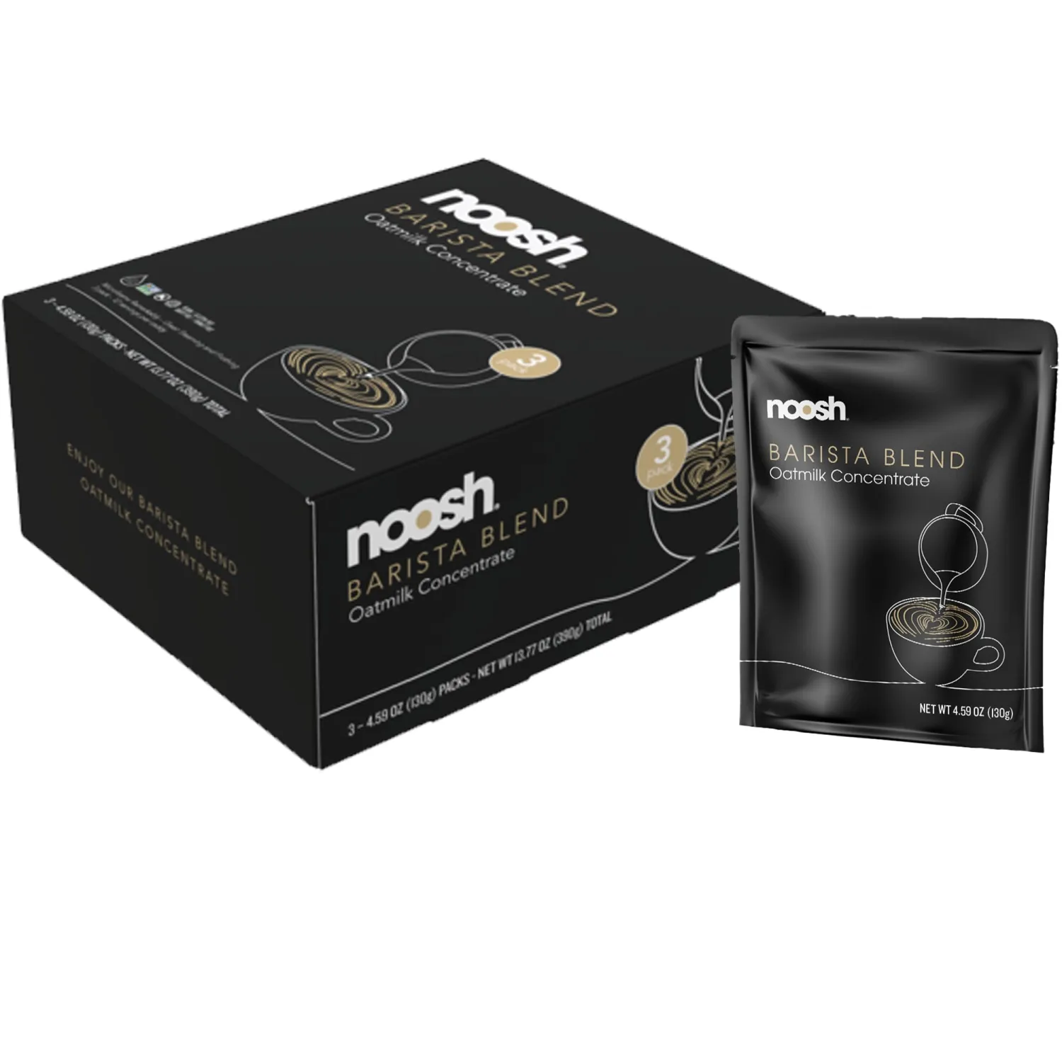 NOOSH Oatmilk Concentrate - Oat Milk Powder - Each Pack Makes 1qt - Great for Foaming and Steaming - Perfect for Hot or Cold Beverages – 4.59oz (3 Pack)