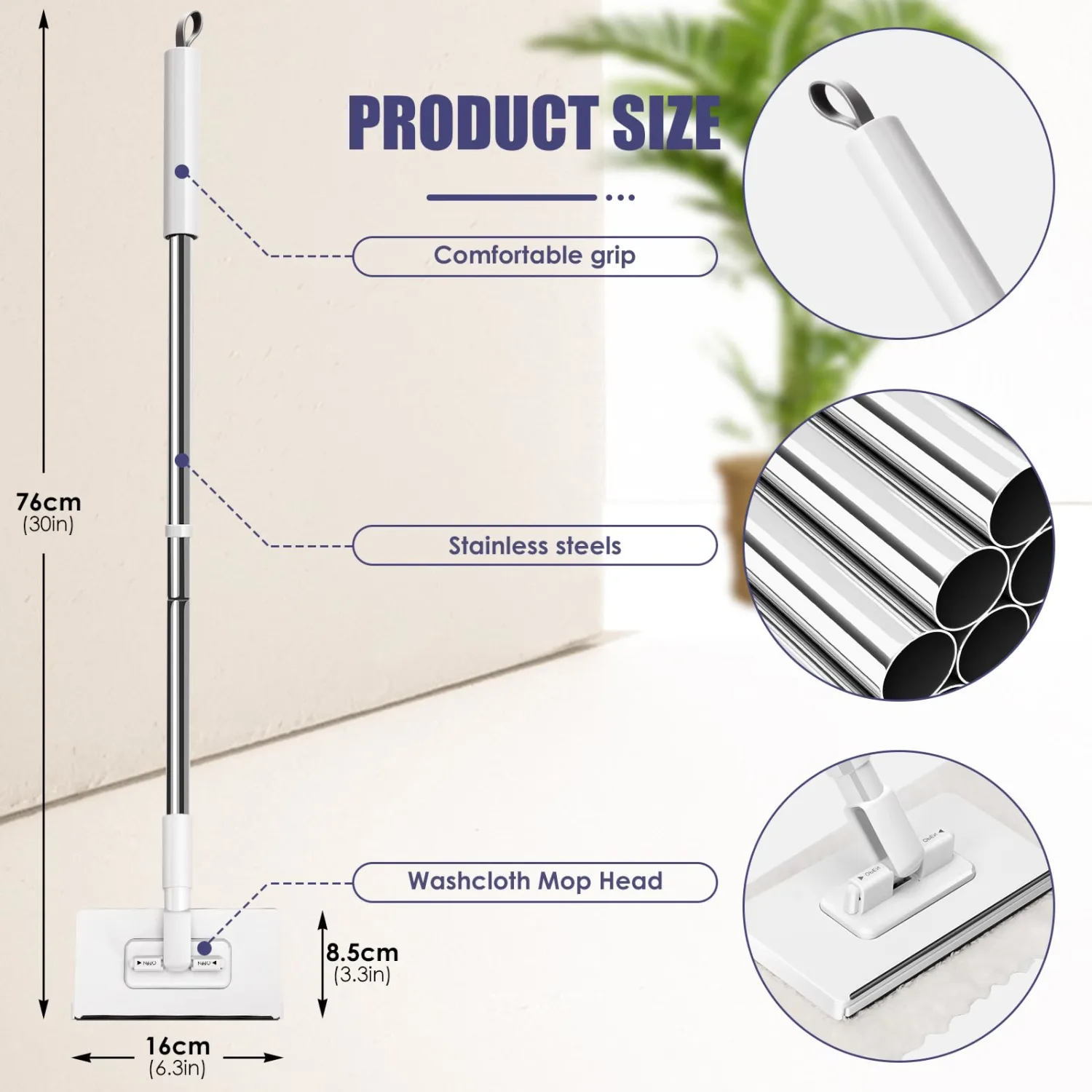 Mini Sweeper Cleaning Mop with Short Handle,360° Small Flat Dust Mop,Dry and Wet Cleaning Mop for Kitchen Bathroom House Wall Window