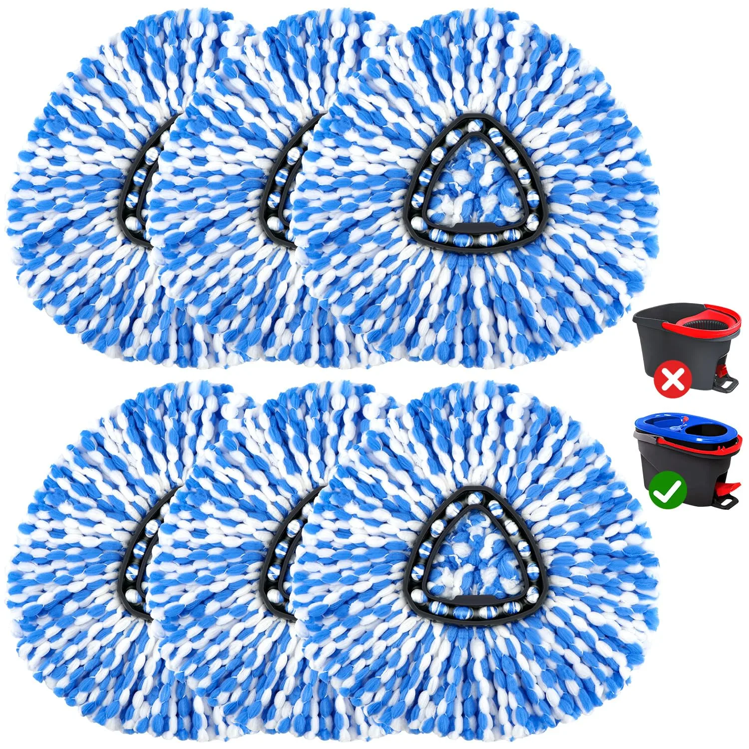 Mop Replace Heads Compatible for O Cedar 6 Pack, Spin Mops Refill Head Replacement for RinseClean 2-Tank System, Machine Washable, Suitable for Hard-surfaced Floors Cleaning
