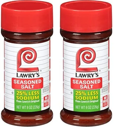 Lawry's Less Sodium Seasoned Salt, 8 oz (Pack of 2)