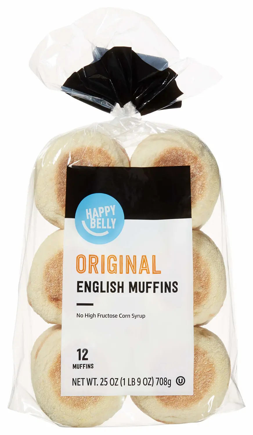 Amazon Brand - Happy Belly Original English Muffins, 12 Count, 1.5 pound (Pack of 1)