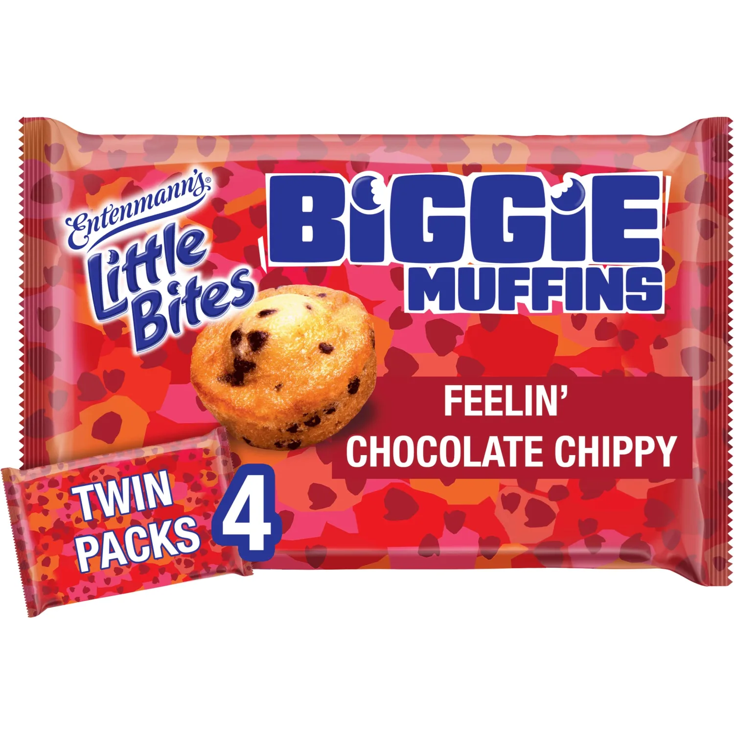 Little Bites Feelin’ Chocolate Chippy Biggie Muffins, 4 individual twin packs, (2.38 oz each), Chocolate Chip Muffins, 9.5 oz Tray