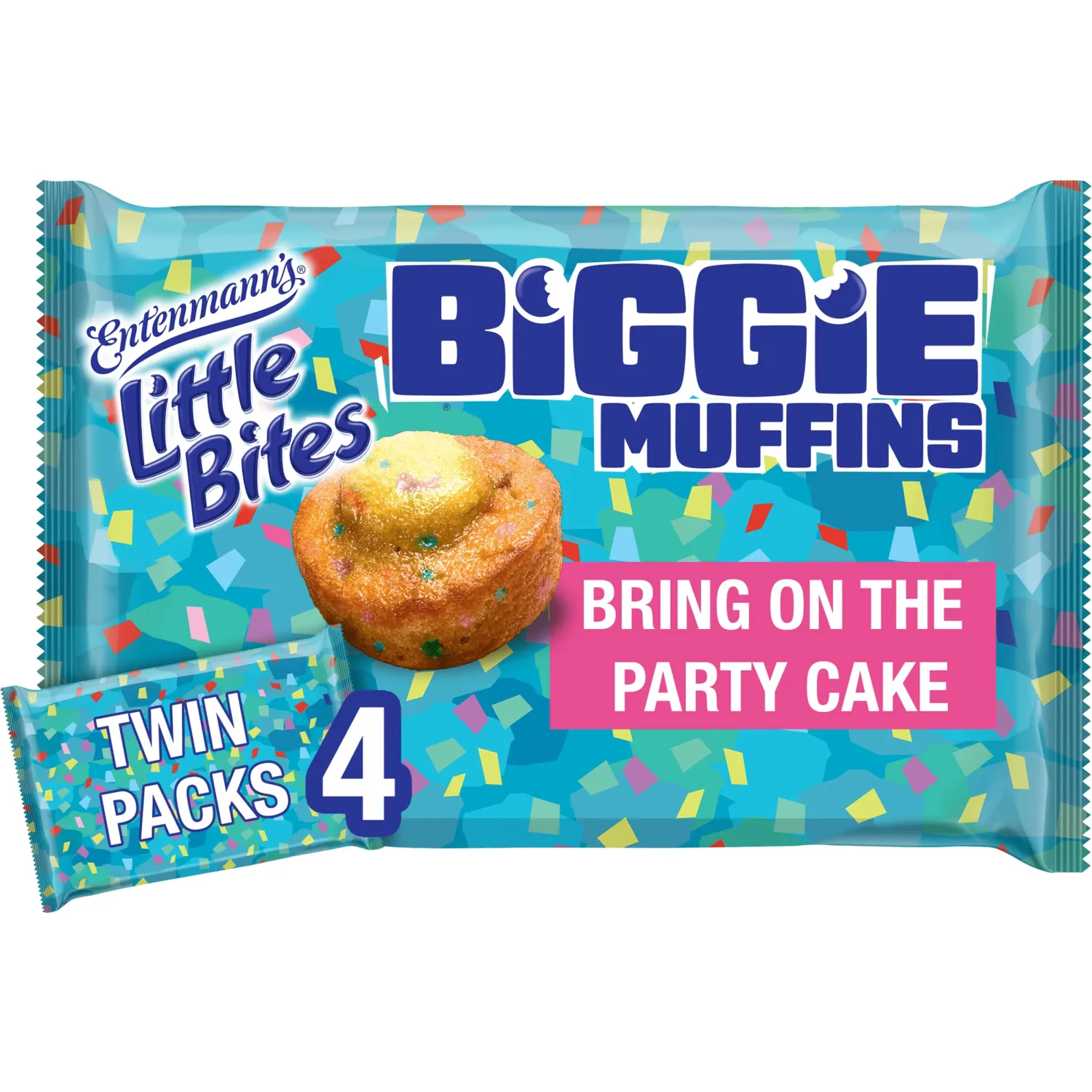 Little Bites Bring On The Party Cake Biggie Muffins, 4 individual twin packs, (2.38 oz each), Cake and Sprinkles Muffins, 9.5 oz Tray