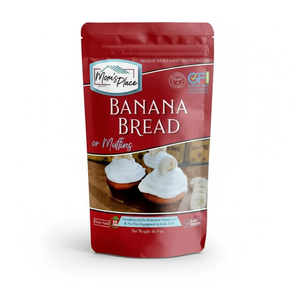 Mom's Place Gluten-Free Banana Bread or Muffin Mix, Nut Free, Dairy Free & Soy Free, Makes 12 Servings, 16.9 oz