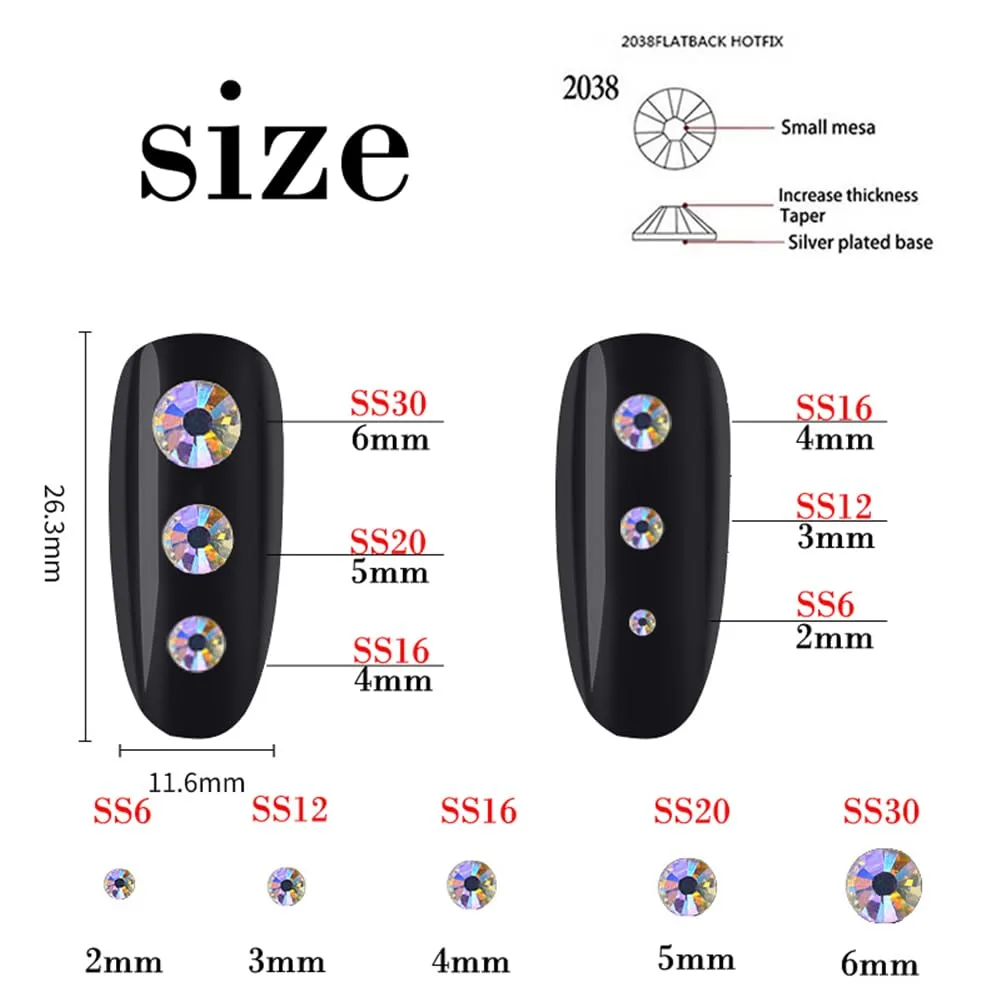 3000 Pieces SS6 2mm Flatback Rhinestones Clear Glass Round Gems Crystals for Nail Art DIY Crafts Clothes Shoes Bags (Crystal Blue)