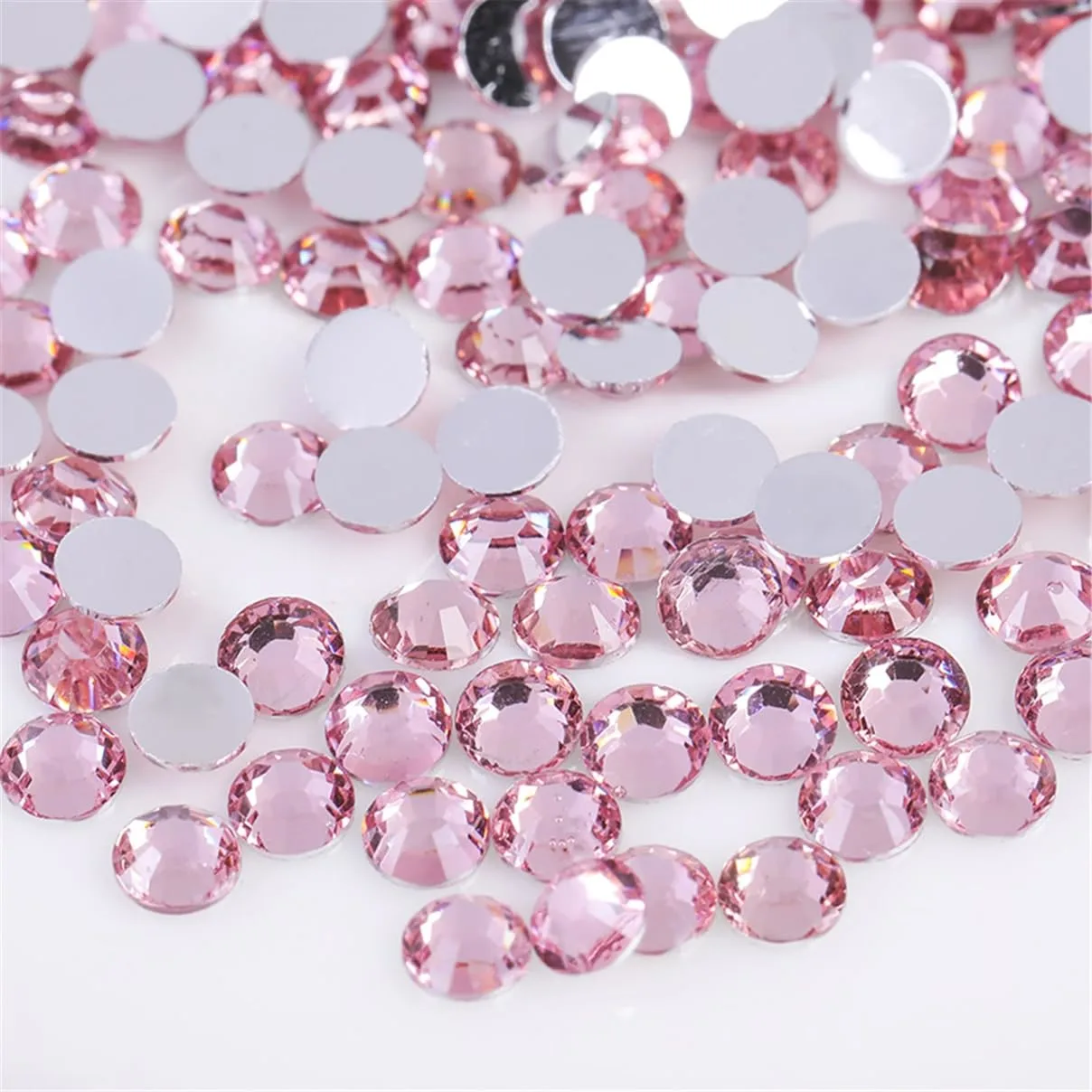 3000 Pieces SS6 2mm Flatback Rhinestones Clear Glass Round Gems Crystals for Nail Art DIY Crafts Clothes Shoes Bags (Light Pink)