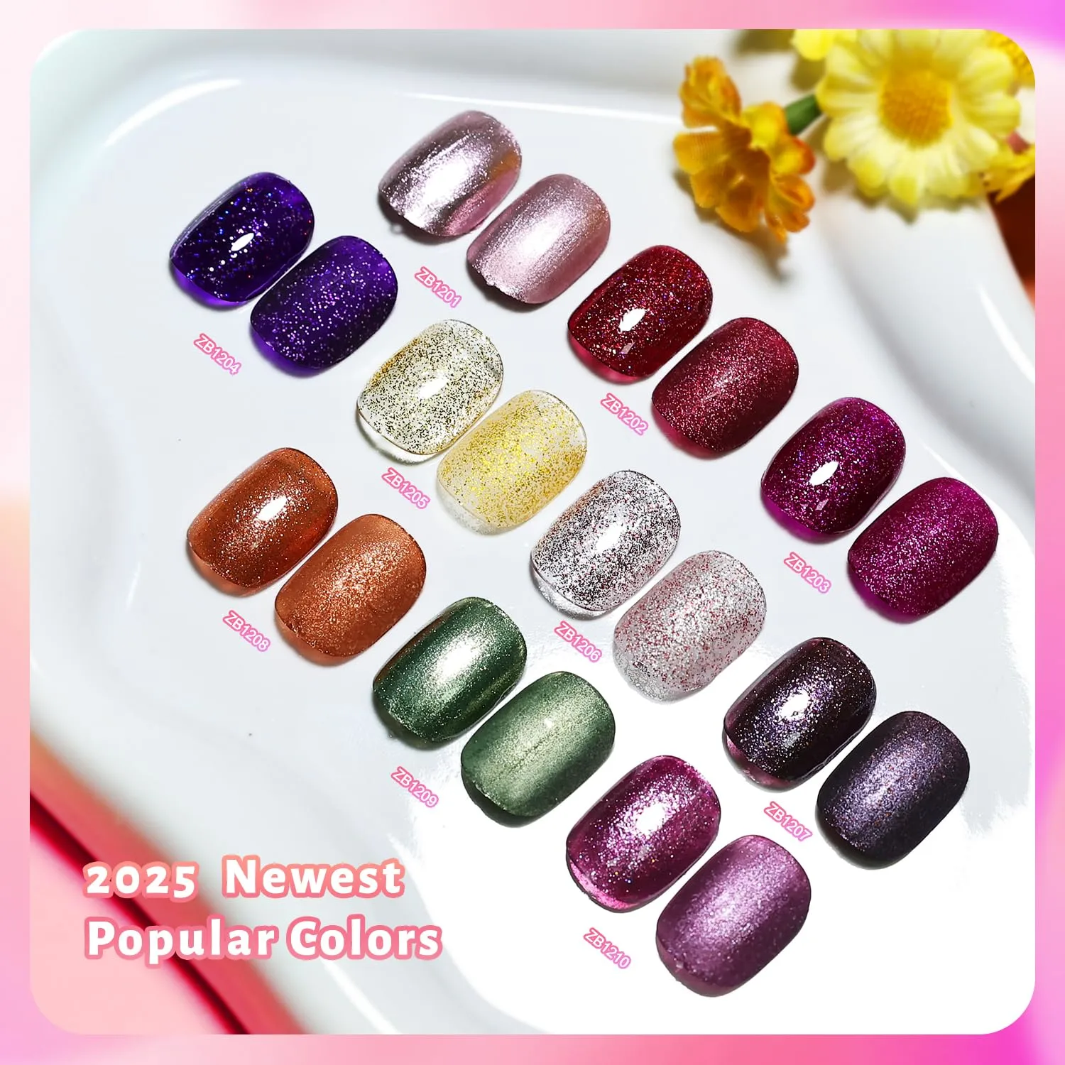 Glitter Nail Polish Set, 10 Color Dark Blue Rose Dark Red Gold Color Holiday Gift for Her