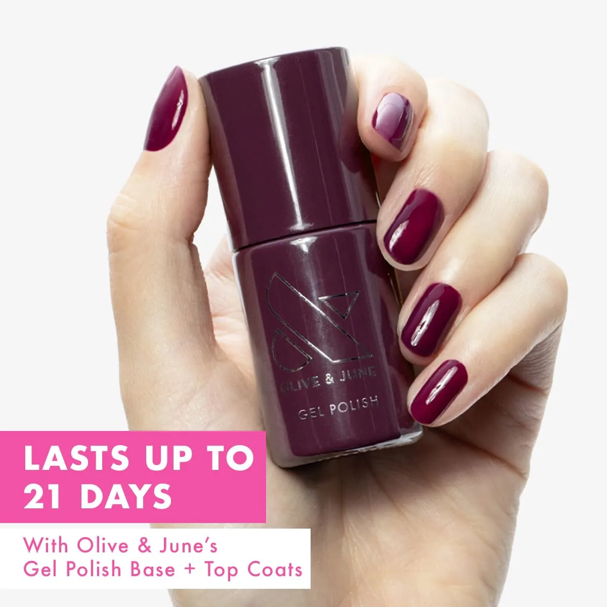 Olive & June Gel Polish | Longest-Lasting Formula | Up to 21 Days of Wear | No Damage Removal | Salon-Quality Manicure, Pedicure at Home | Vegan, HEMA-Free, Cruelty-Free | Plaza | Mulberry Purple