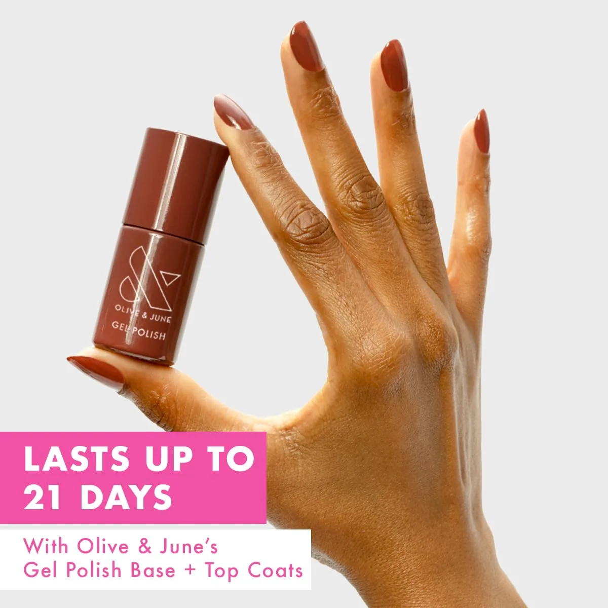 Olive & June Gel Polish | Longest-Lasting Formula | Up to 21 Days of Wear | No Damage Removal | Salon-Quality Manicure, Pedicure at Home | Vegan, HEMA-Free, Cruelty-Free | JJ | Cinnamon Brown