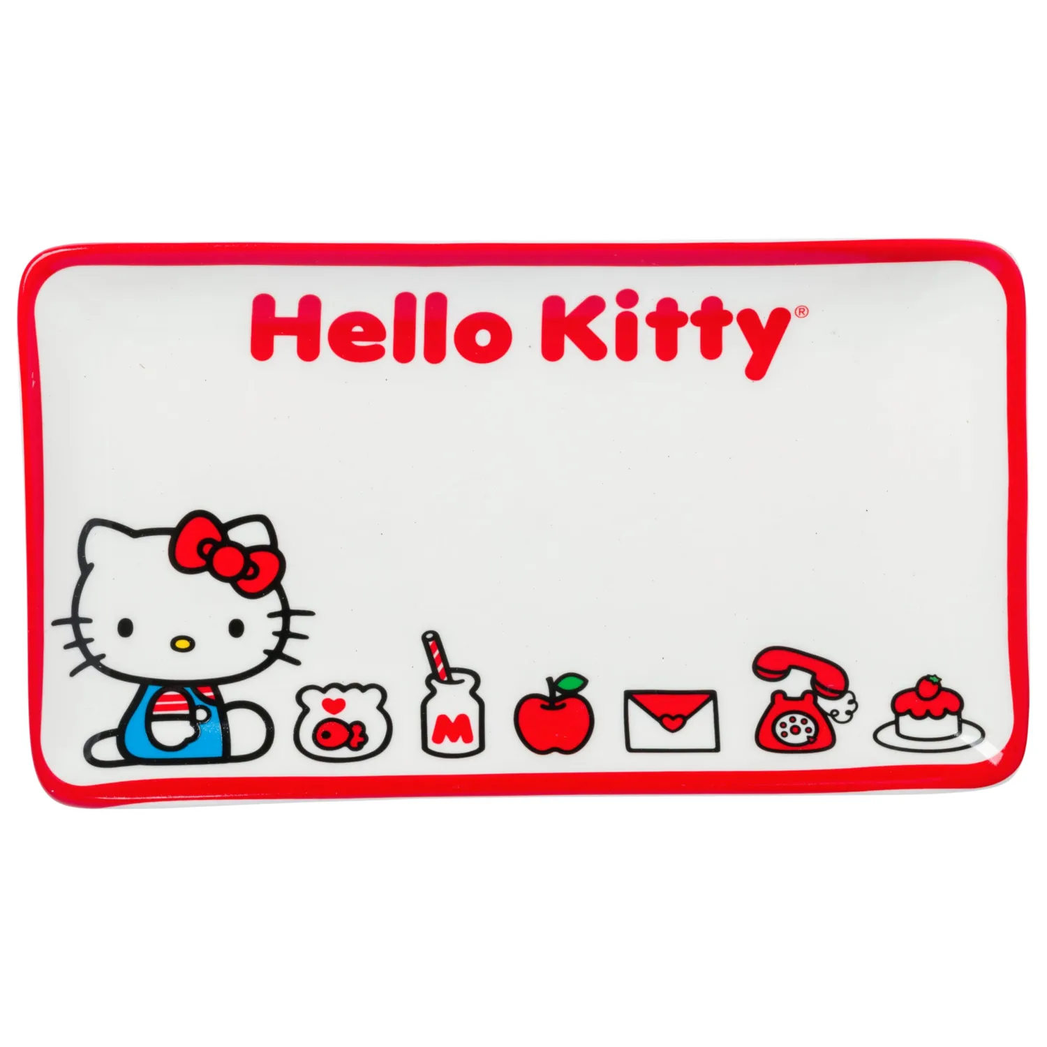 Silver Buffalo Sanrio Hello Kitty Ceramic Sushi Set with Dipping Sauce Dish and Matching Chopsticks