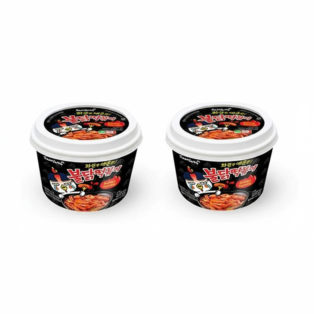 Samyang Hot Chicken Tteokbokki Buldak Rice Bowl Noodles 185g (Pack of 2)