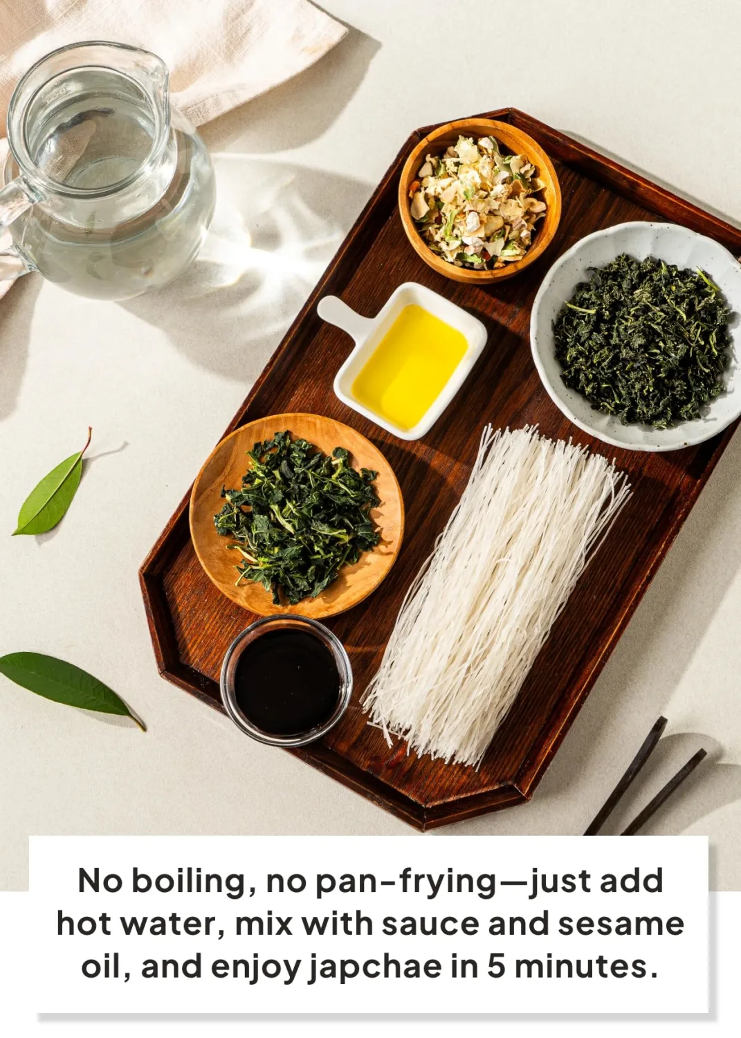 Korean Food Vegan Japchae Noodle Kit – Mixed 2 Pack Set (Chwinamul & Gondre) – Korean-Style Plant-Based Glass Noodles, Instant Meal (2 x 2.36 oz / 67g)