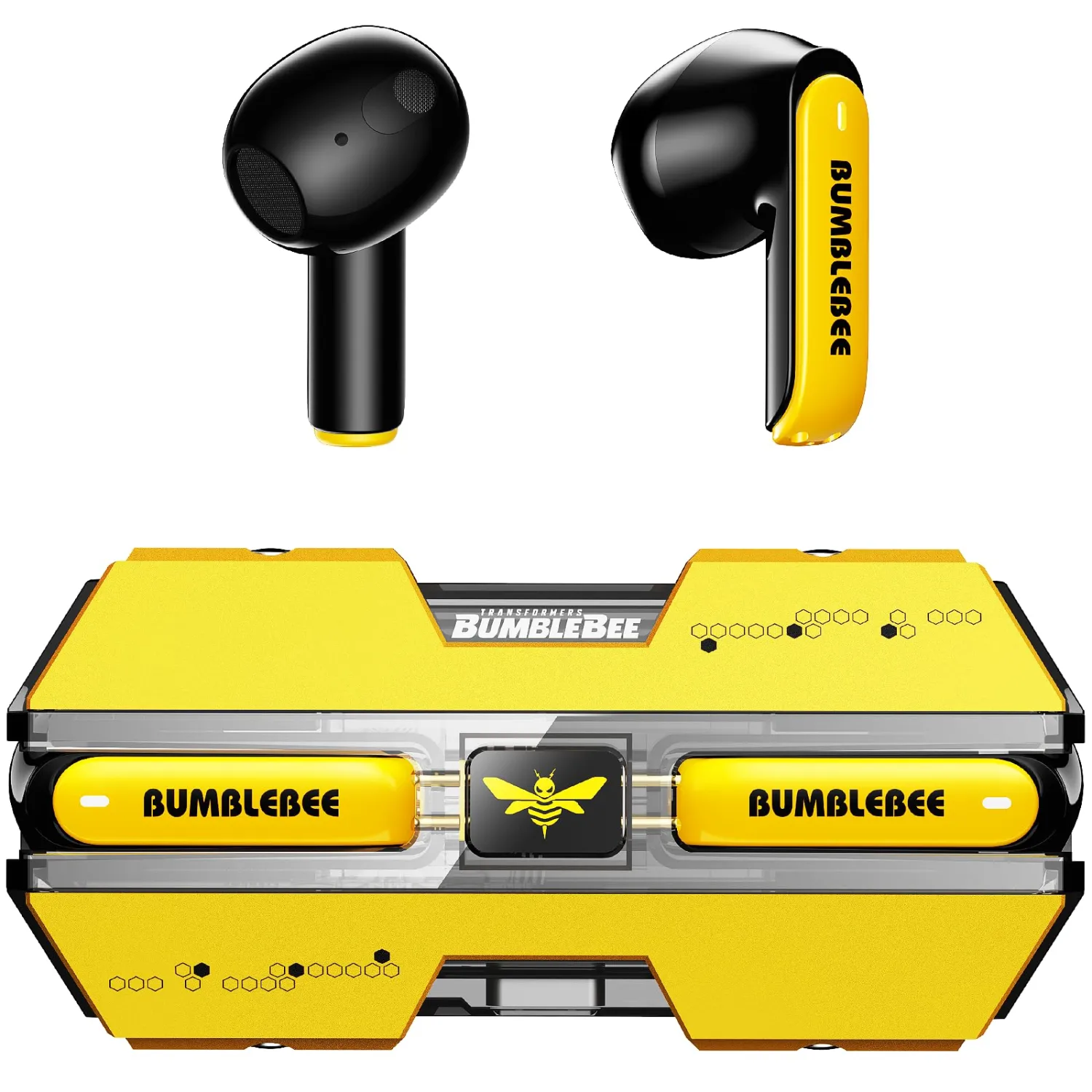 Transformers TF-T01 True Wireless Earbuds Wireless Bluetooth 5.4 Ear Buds Deep Bass Sound Earbud with Smart Noise Cancelling Mic IPX5 Waterproof in Ear Earphones for Android iOS Yellow Bumblebee