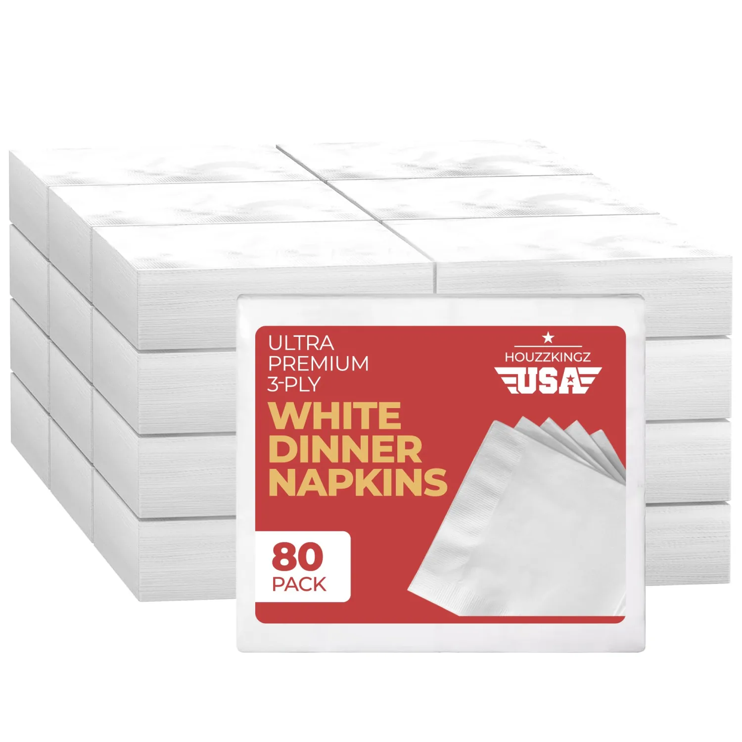 80 Premium 3-Ply White Dinner Napkins Disposable for Party Wedding Reception, Paper Decorative Linen Like Vanity Fair Napkins for Everyday Bulk - 15” X 17” Size Soft Thick Absorbent Napkin