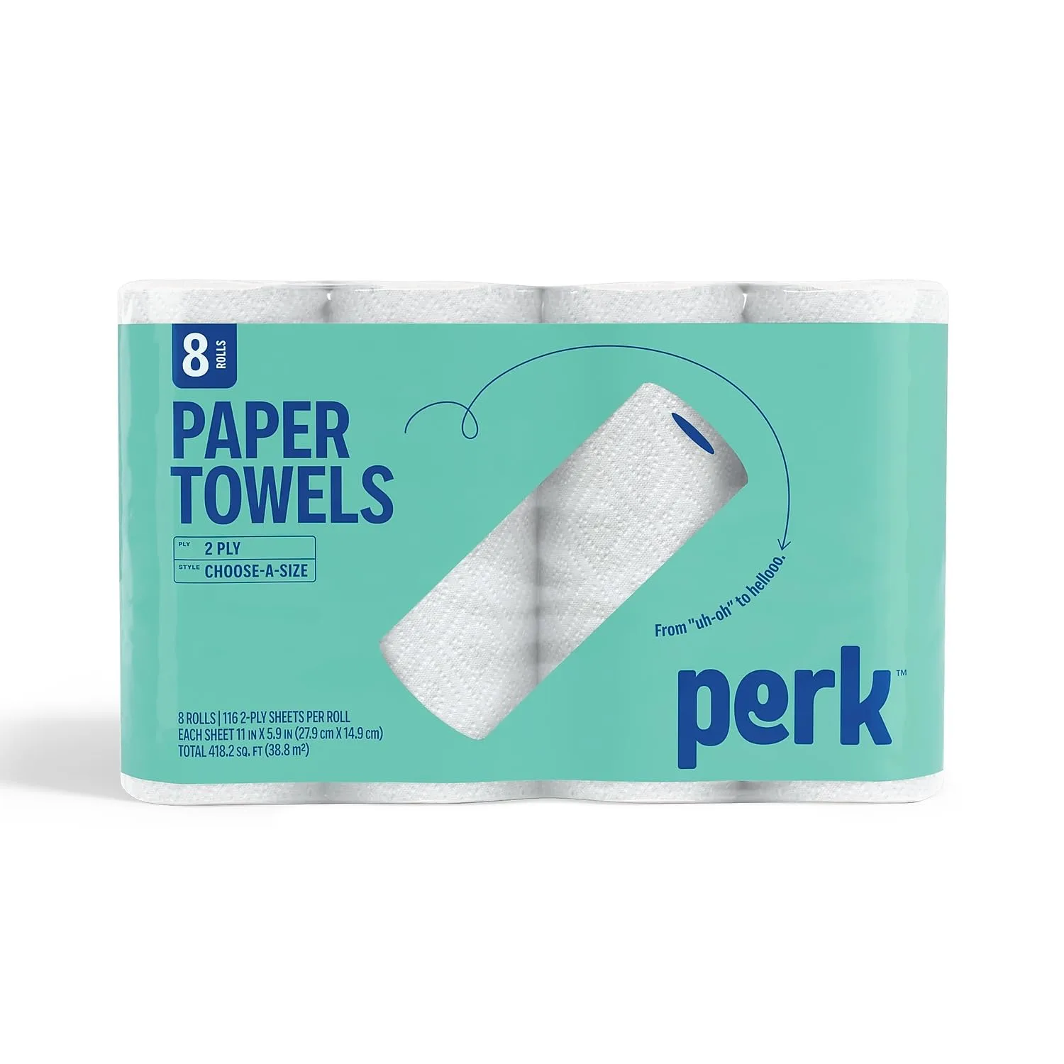 Staples Perk Paper Towels 8 Pack 11x5.9 2-Ply Absorbent White 928 Count