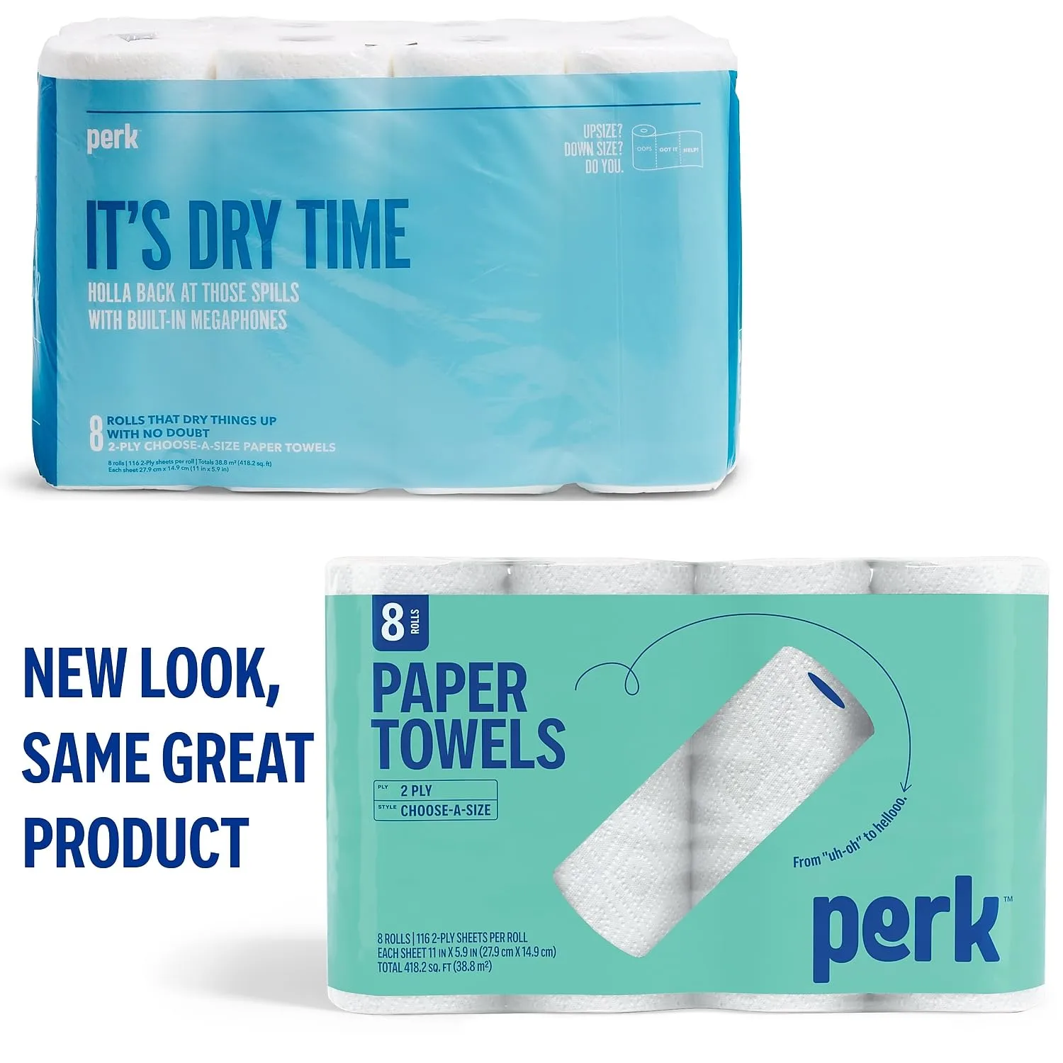 Staples Perk Paper Towels 8 Pack 11x5.9 2-Ply Absorbent White 928 Count