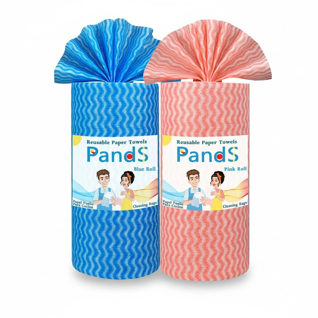Reusable Paper Towels Washable, 120Ct Dish Cloths for Washing Dishes, Disposable Cleaning Cloths Quick Dry, Blue & Pink 2 Rolls