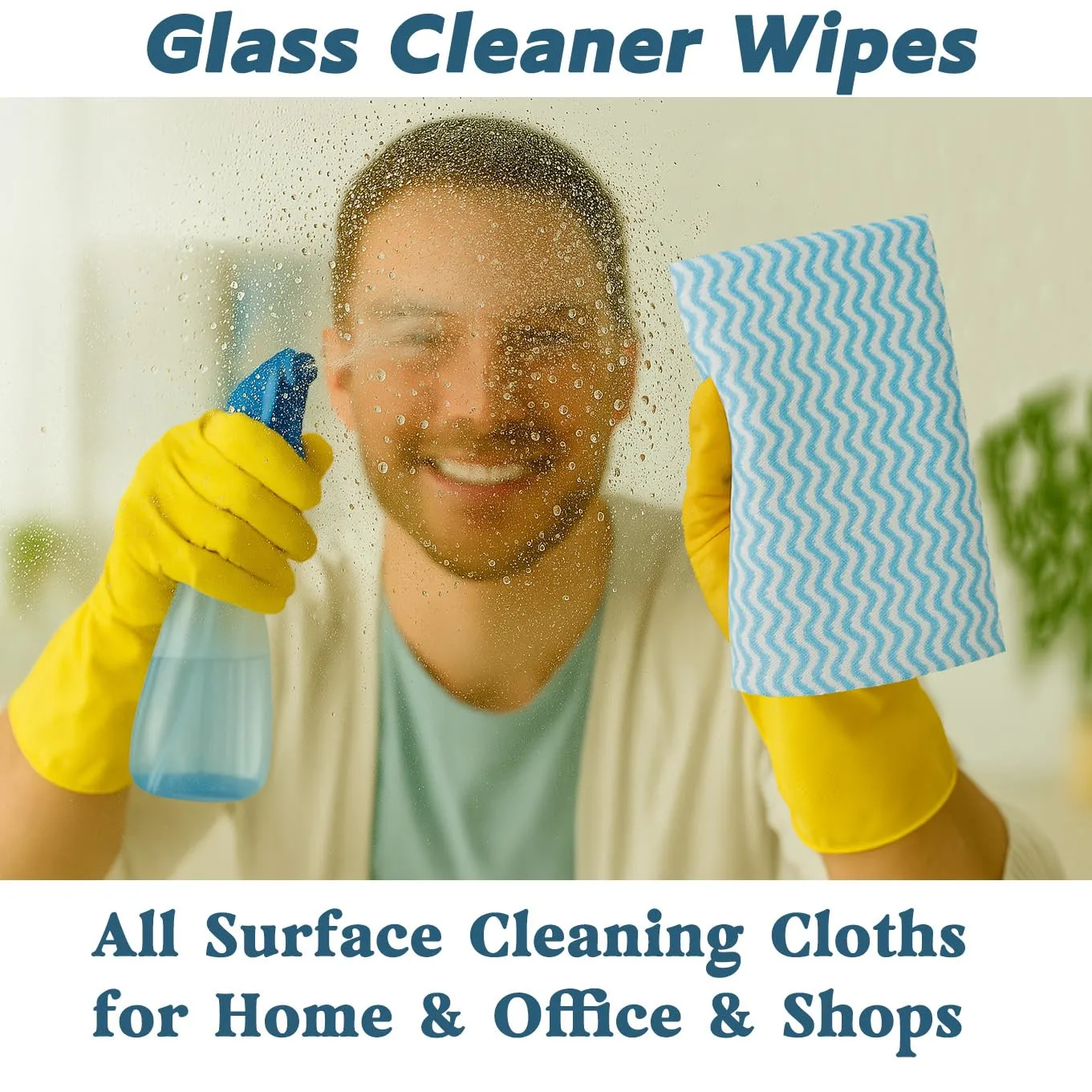 Reusable Paper Towels Washable Roll 60 Ct, Heavy Duty Odor Free, Disposable Dish Cloths, Blue