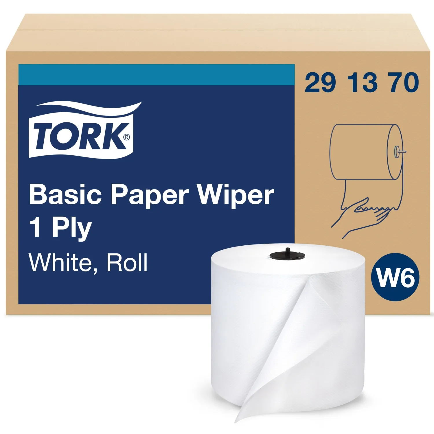 Tork Basic Paper Wiper White W6, Roll, 4 x 1150 Sheets, 291370