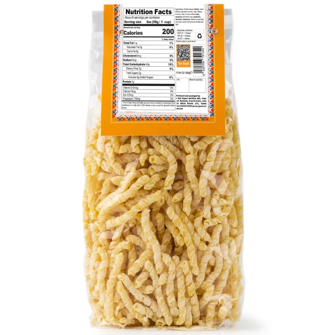 Busiata Pasta, Spiral Pasta (500 gr), Artisan Italian Pasta, Busiate Pasta, Product of Italy, Non GMO, by Gusto ETNA