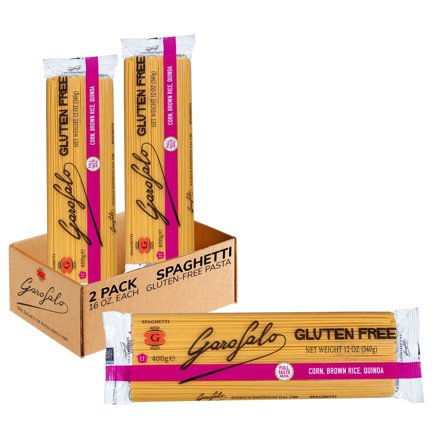 Garofalo - Premium Gluten-Free Spaghetti Pasta, Italian Made, Corn, Rice, Potato & Quinoa Blend, Bronze-Drawn, Al Dente (2 pack)