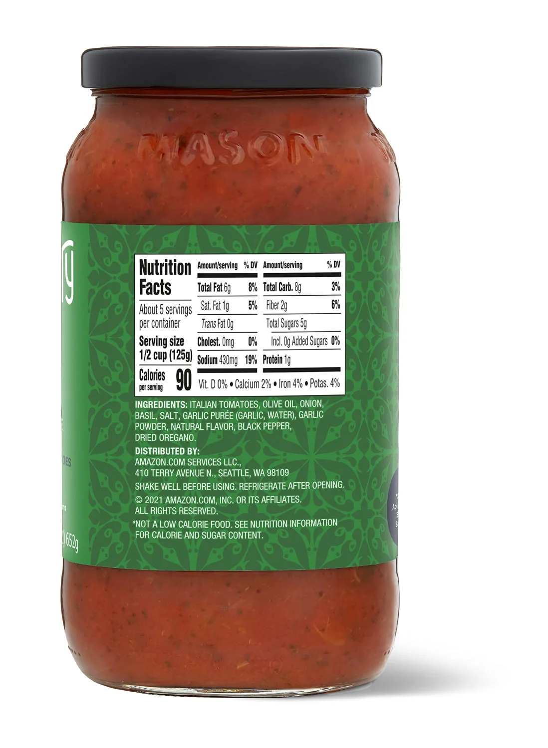 Amazon Brand - Aplenty, Tomato Basil Pasta Sauce, 23 oz